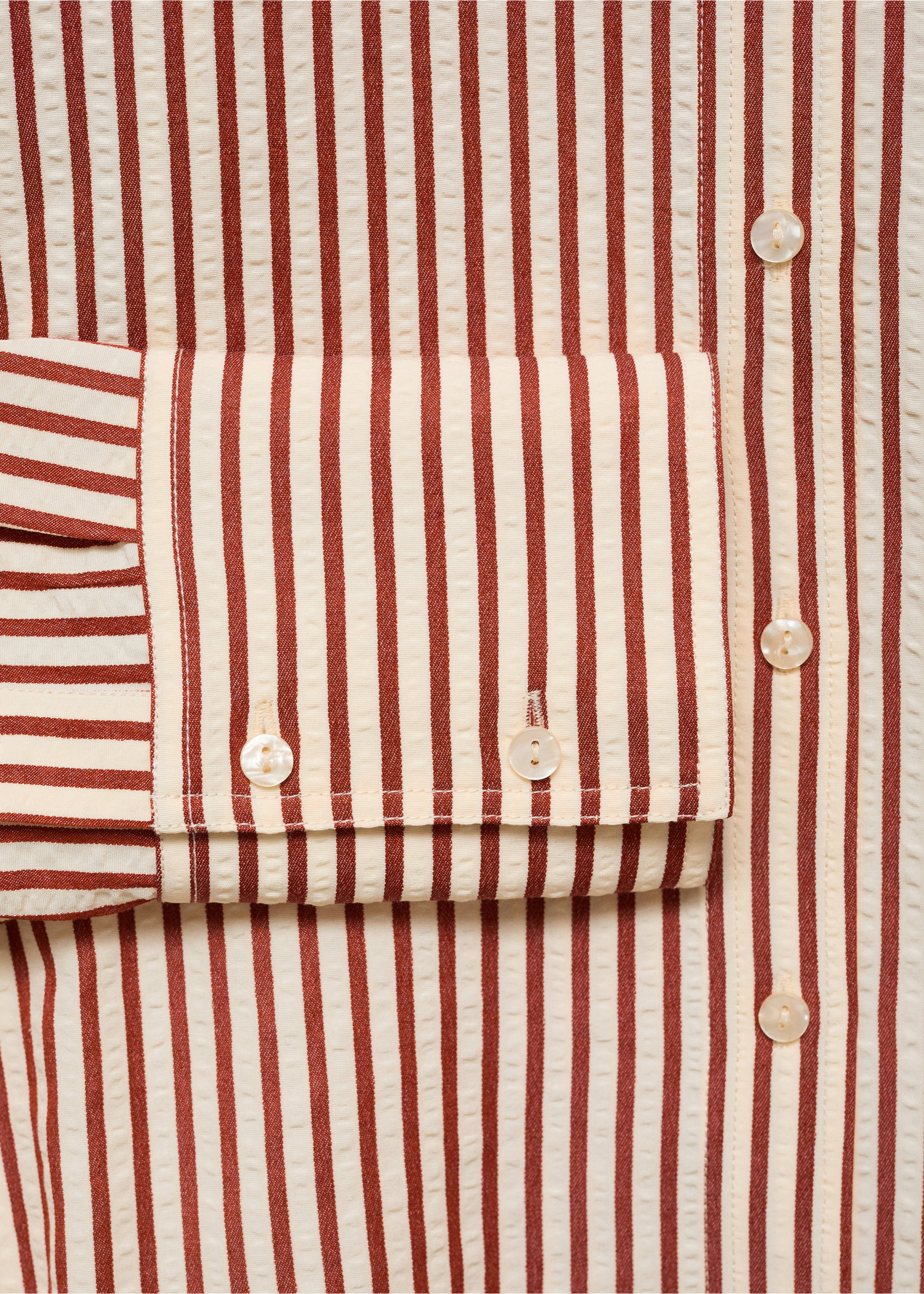 Striped straight shirt - Details of the article 0, Burnt Orange. Ref: 17072549-00.