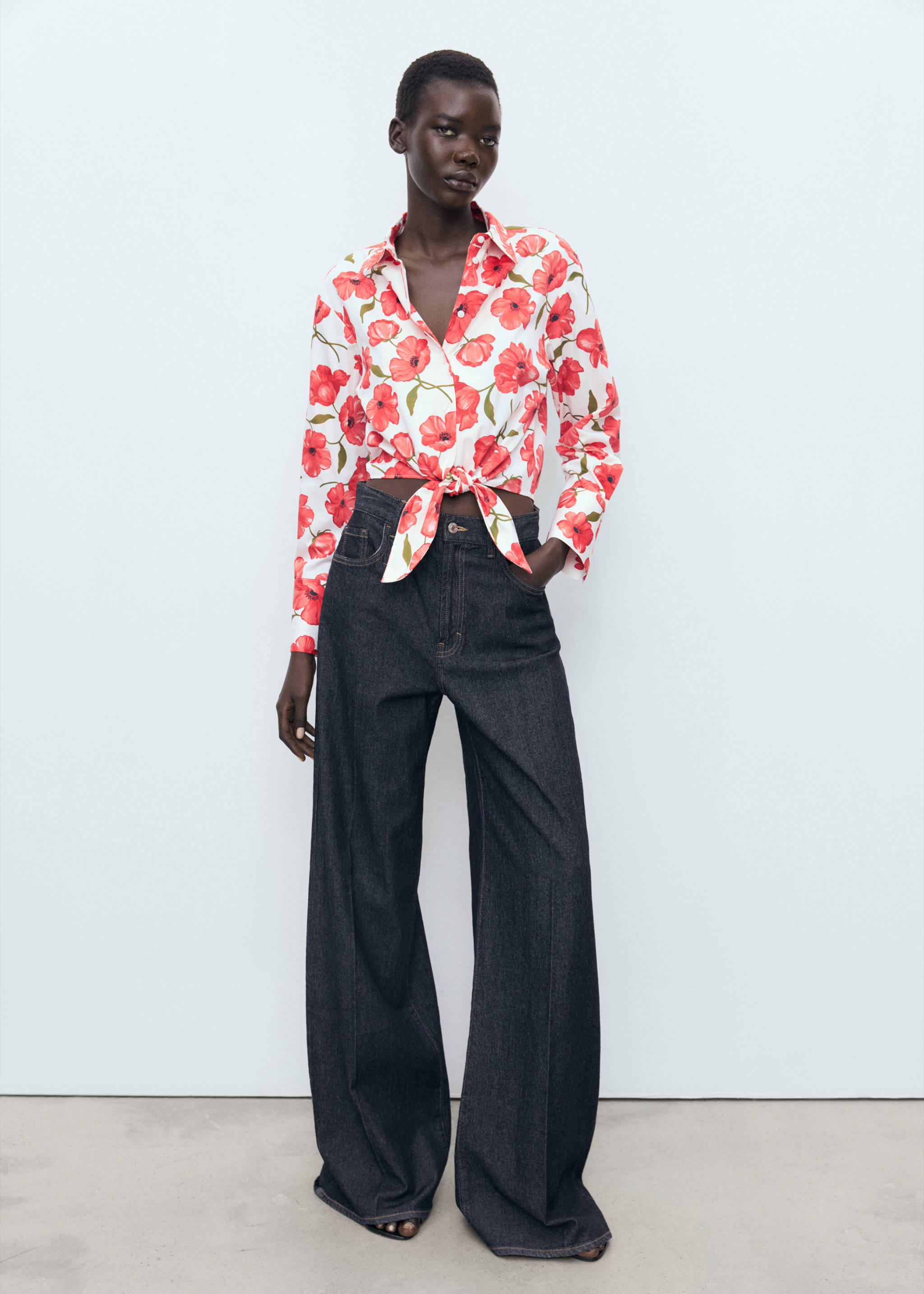 Floral-print poplin shirt - General plane