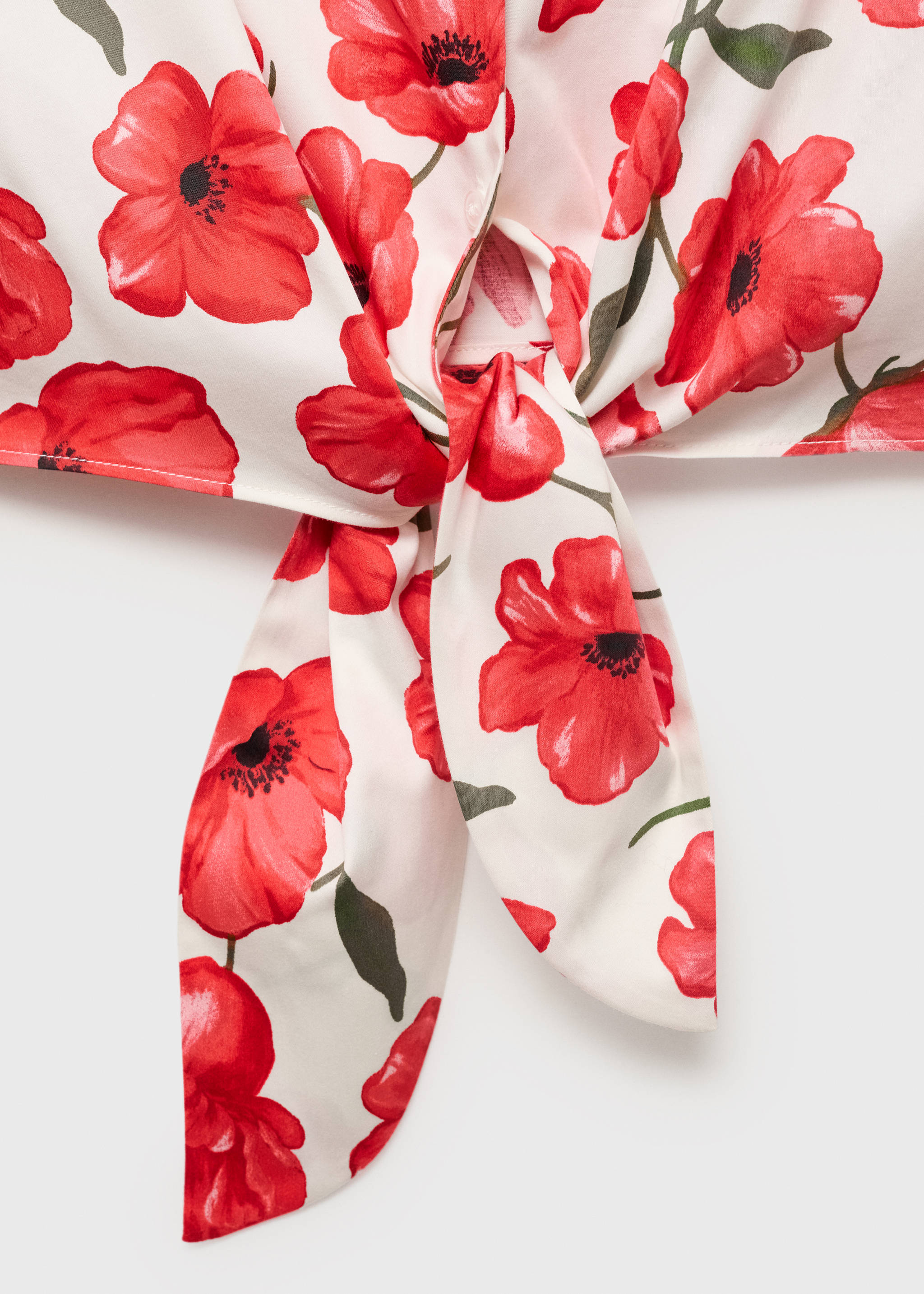 Floral-print poplin shirt - Details of the article 0