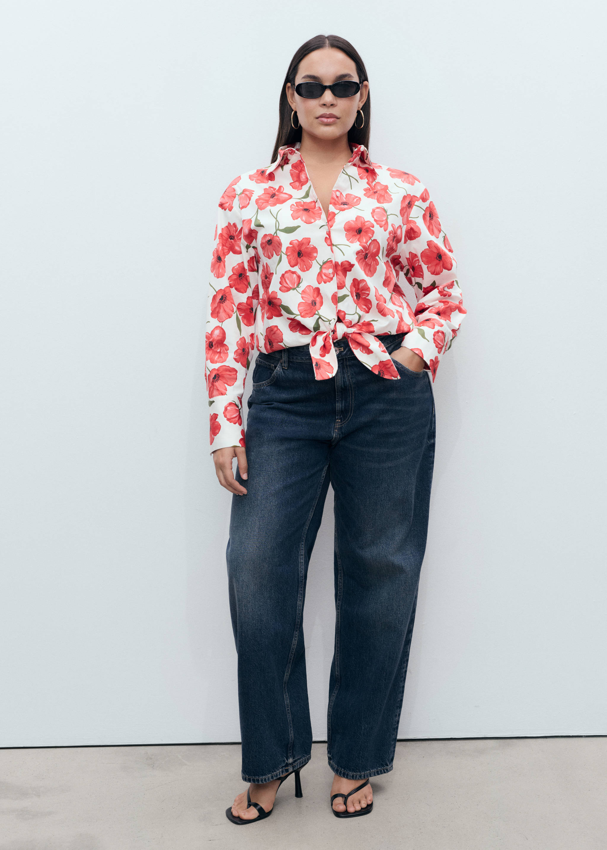 Floral-print poplin shirt - Details of the article 3