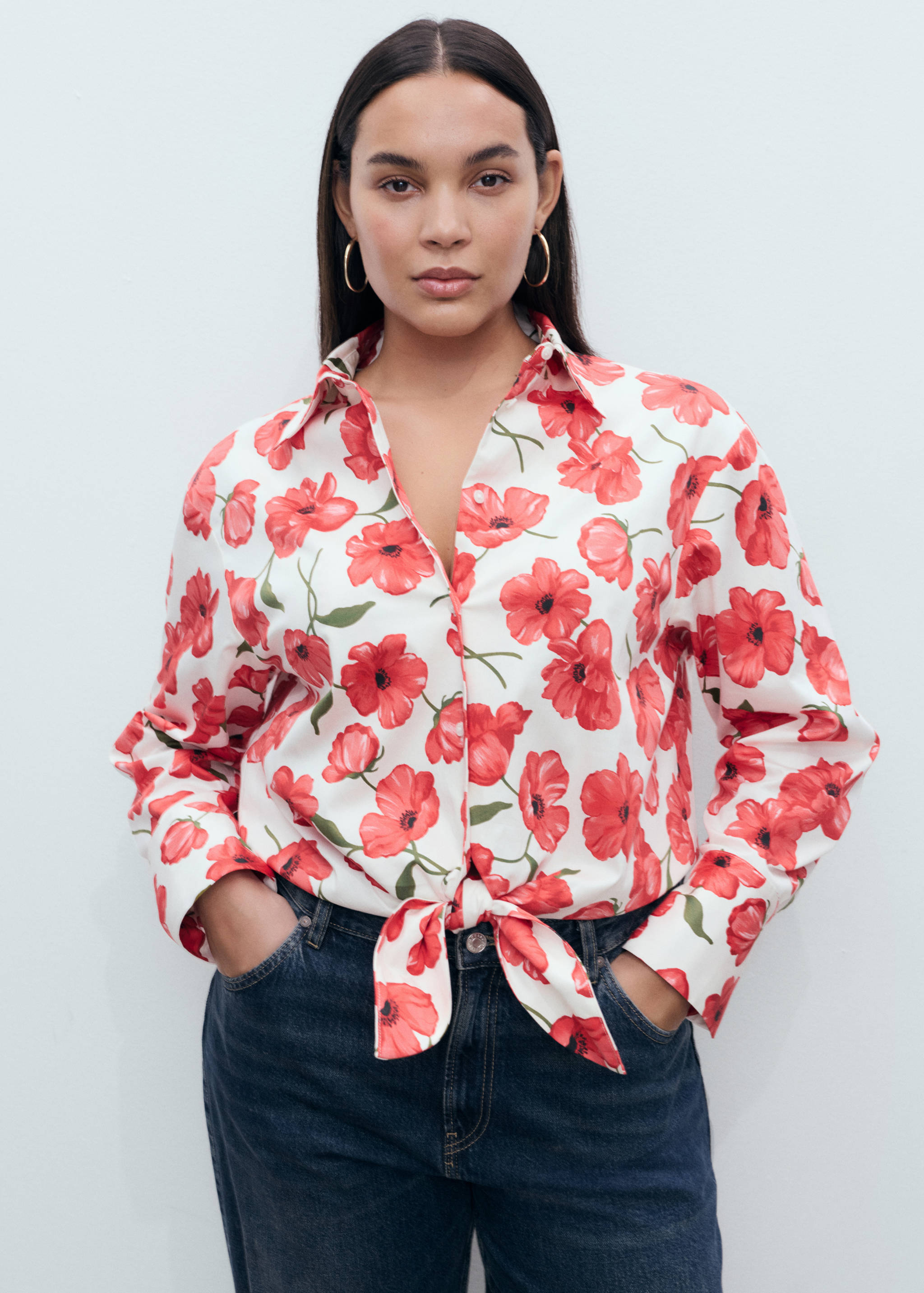 Floral-print poplin shirt - Details of the article 5
