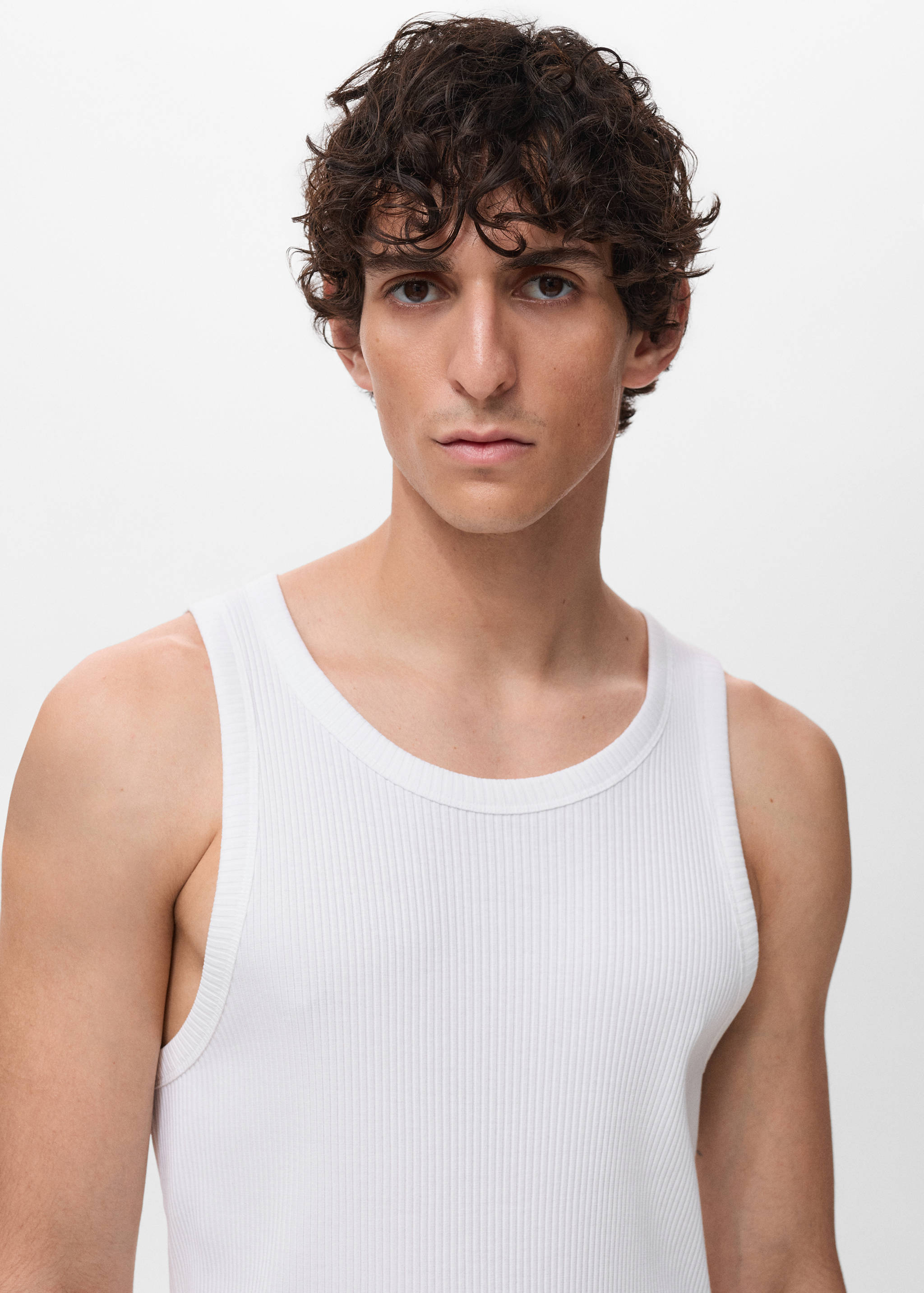 Slim-fit ribbed tank top - Details of the article 1