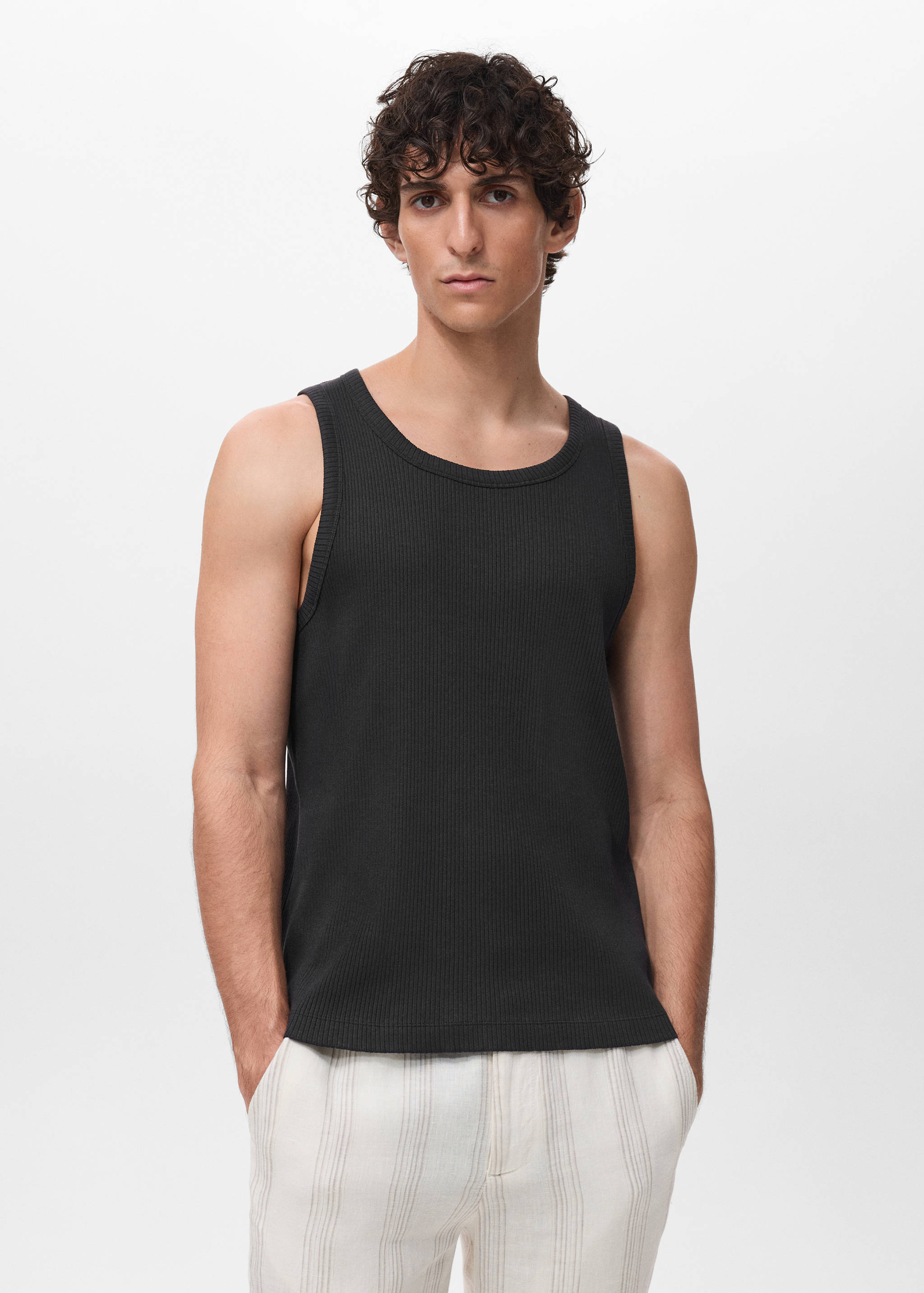 Slim-fit ribbed tank top - Medium plane