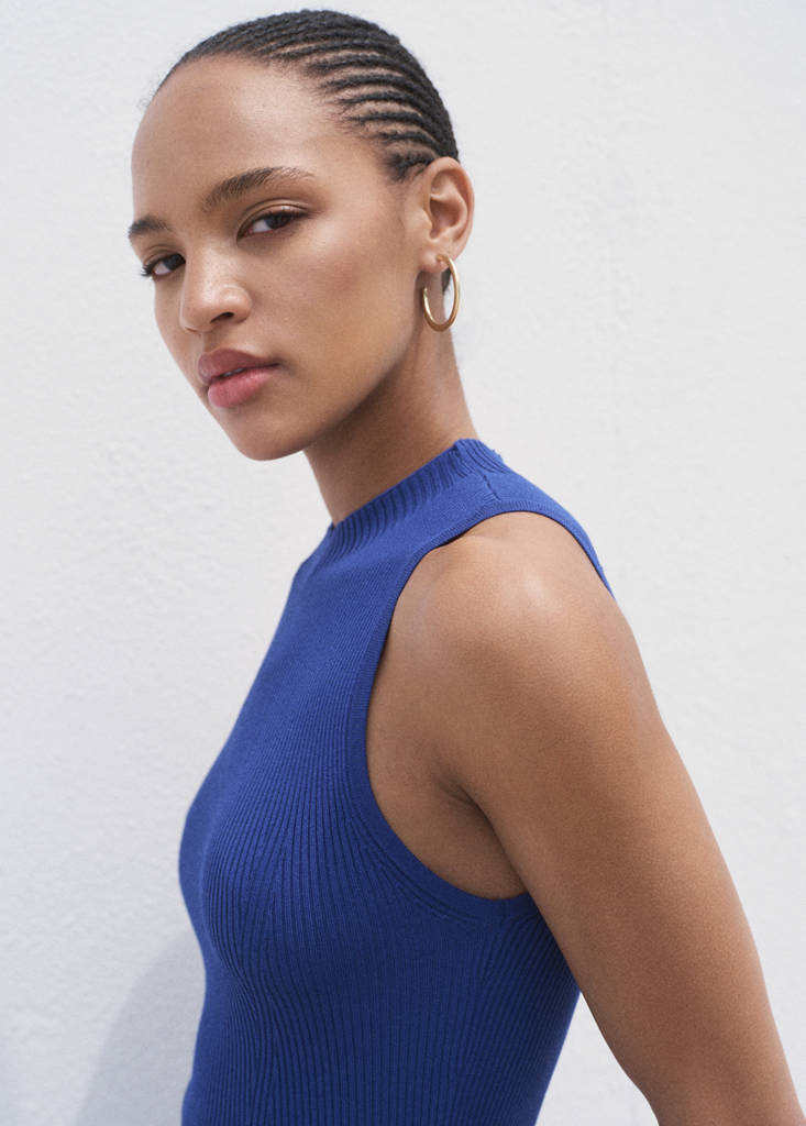 Fitted sweater dress — Vibrant blue