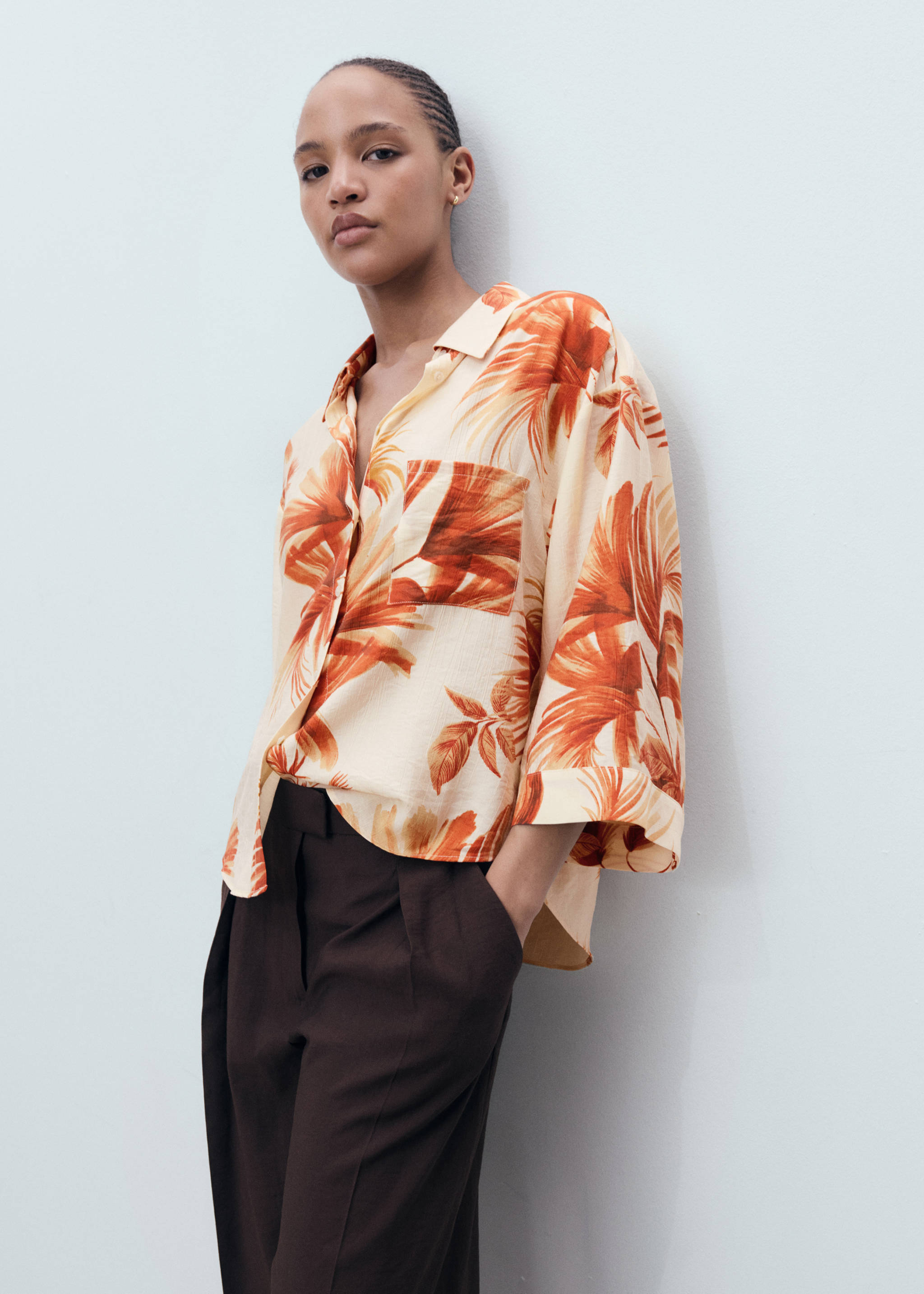 Palm-tree shirt with three-quarter sleeves - Medium plane
