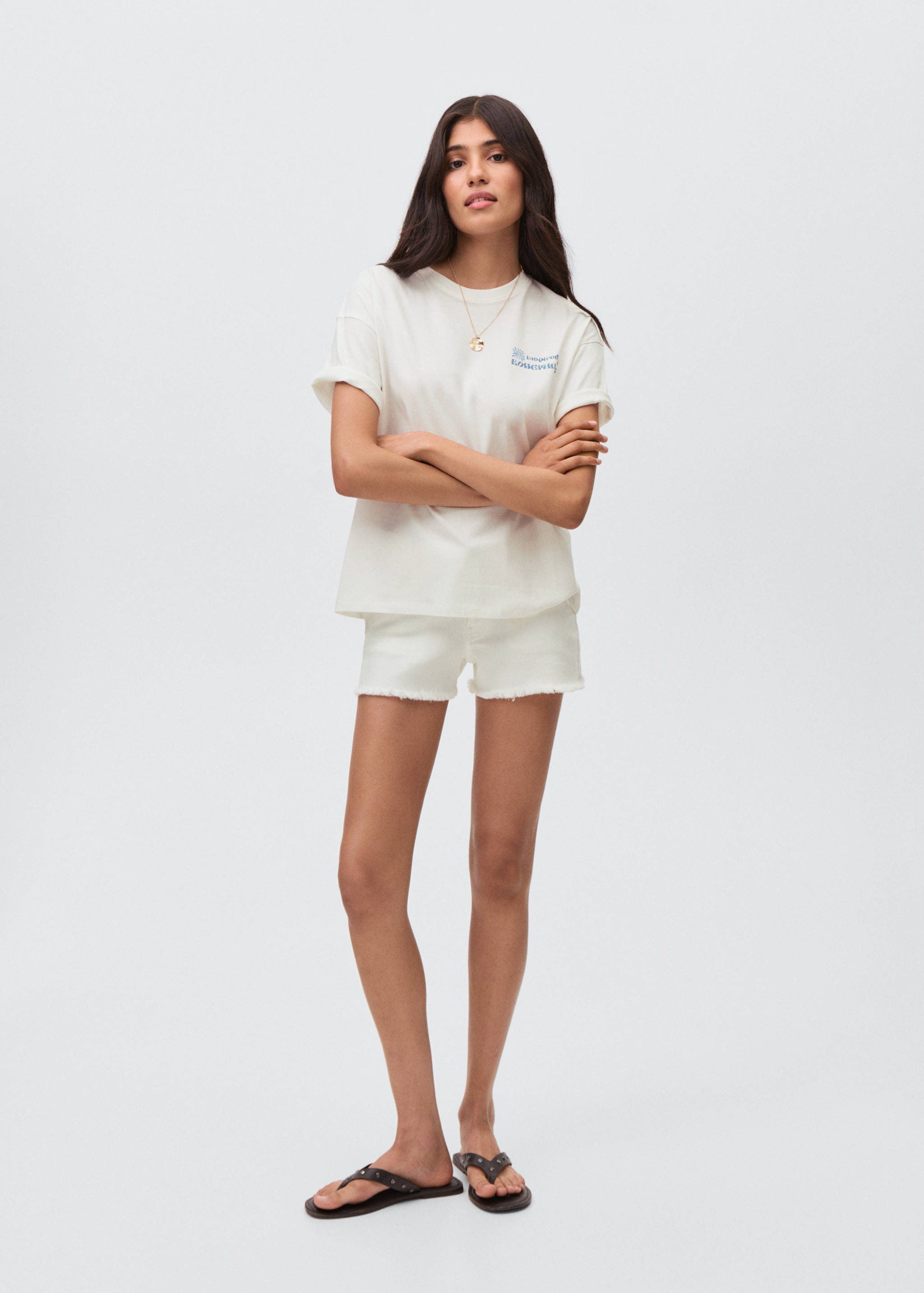 Хлопковая футболка с принтом - Общий план