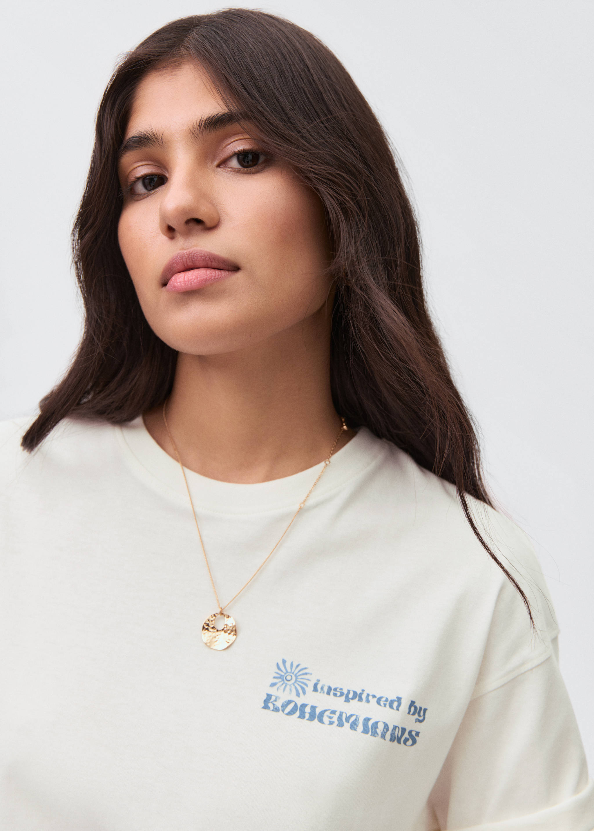 Хлопковая футболка с принтом - Деталь изделия 1