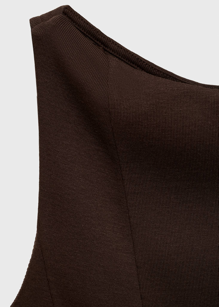 Pleated A-line dress — Chocolate