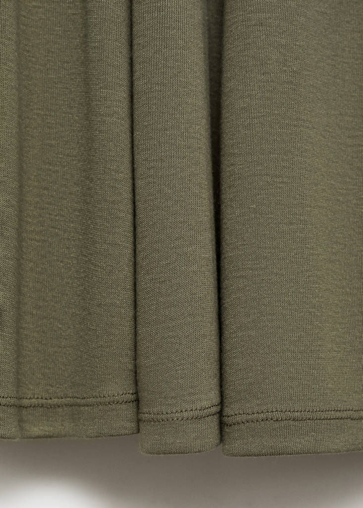 Pleated A-line dress — Khaki