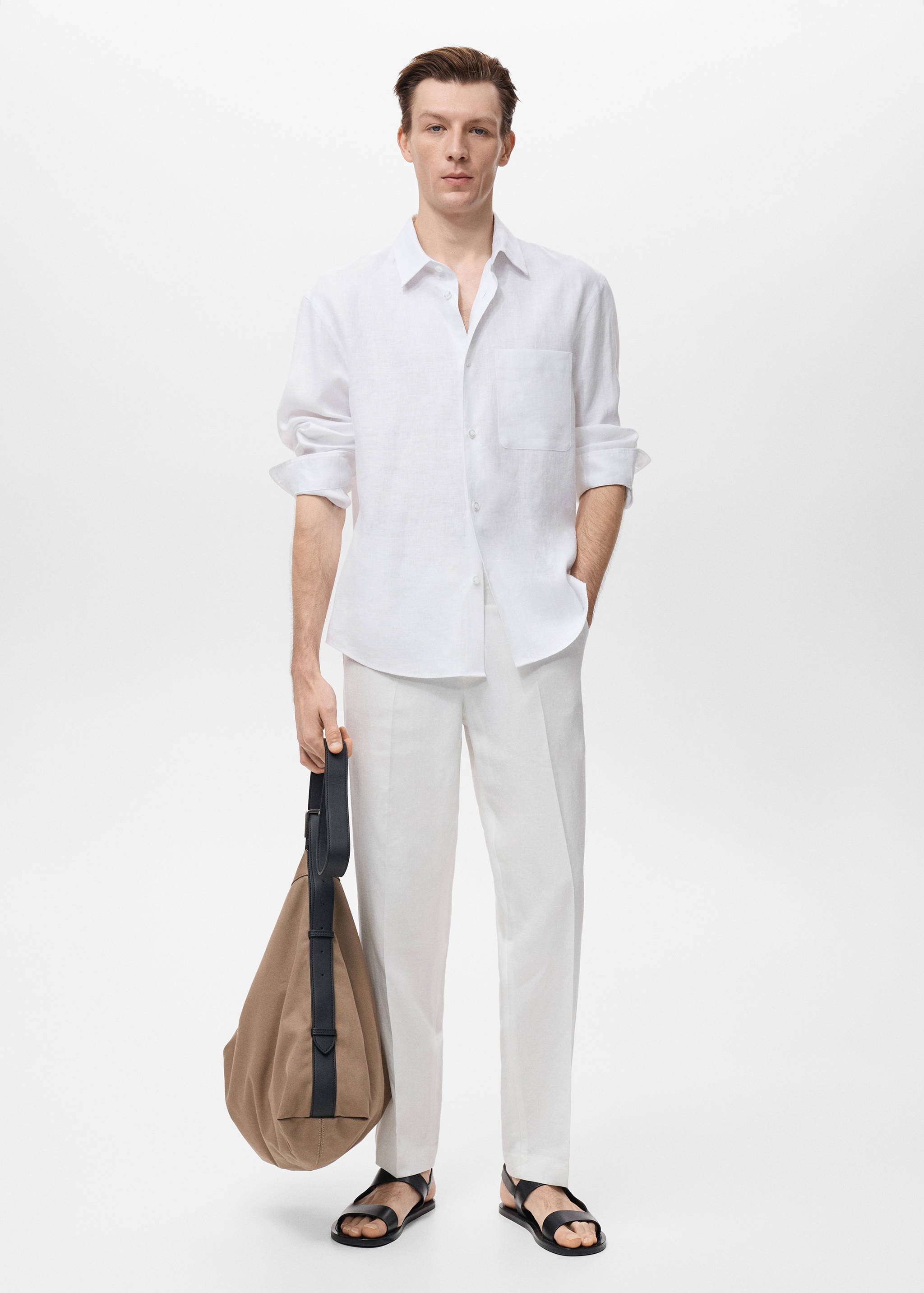 100% linen shirt with pocket - General plane