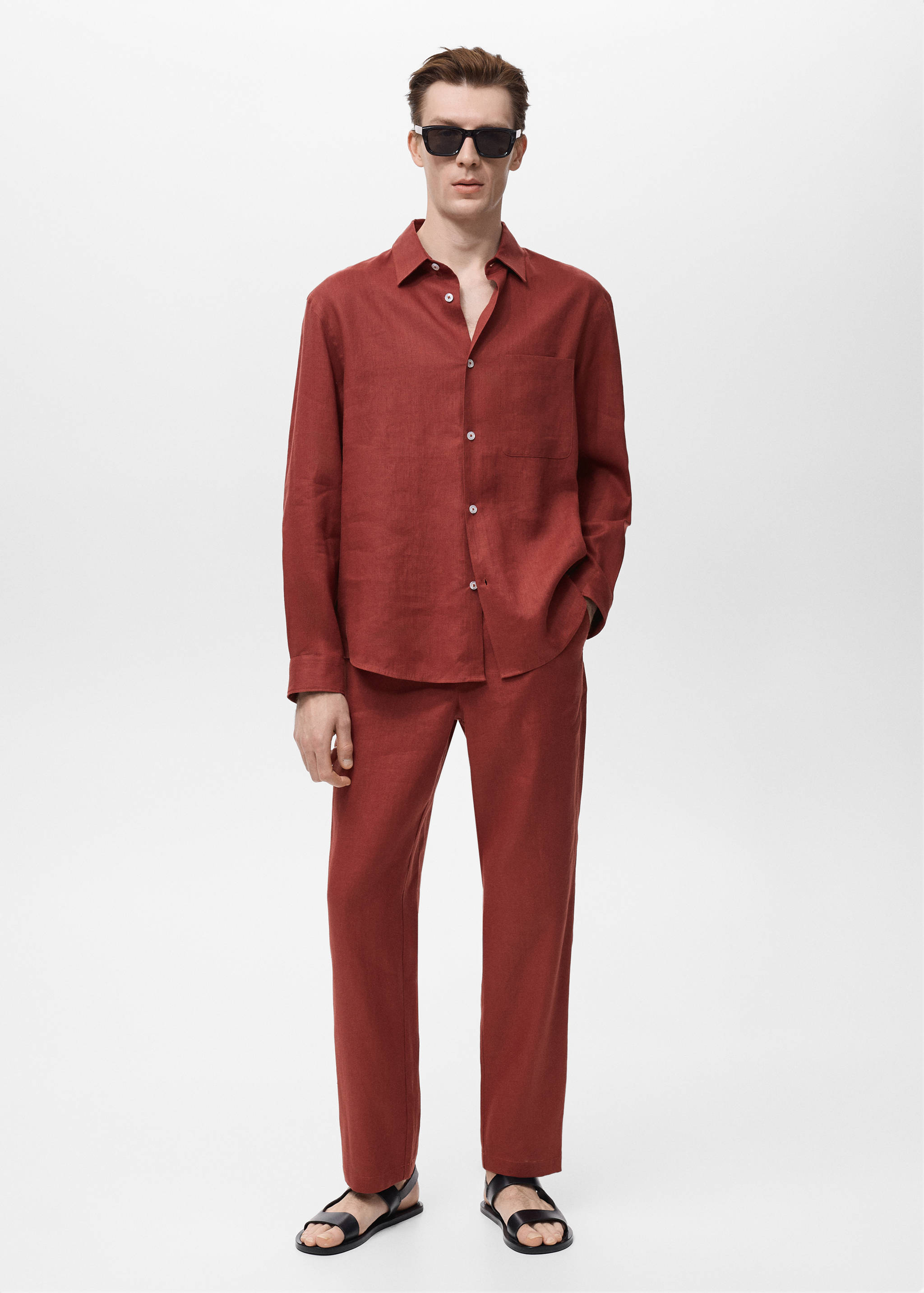 100% linen shirt with pocket - General plane