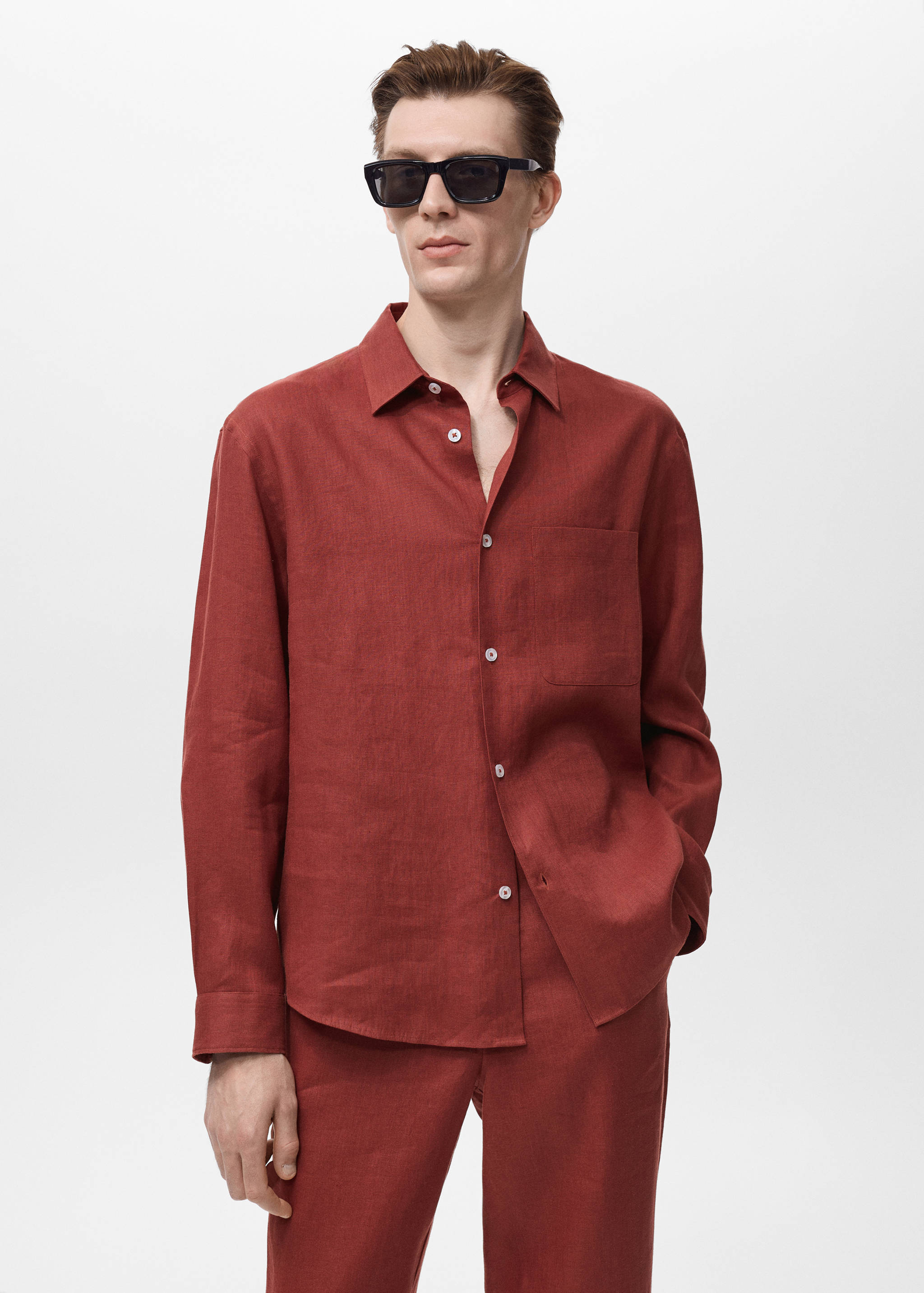100% linen shirt with pocket - Medium plane