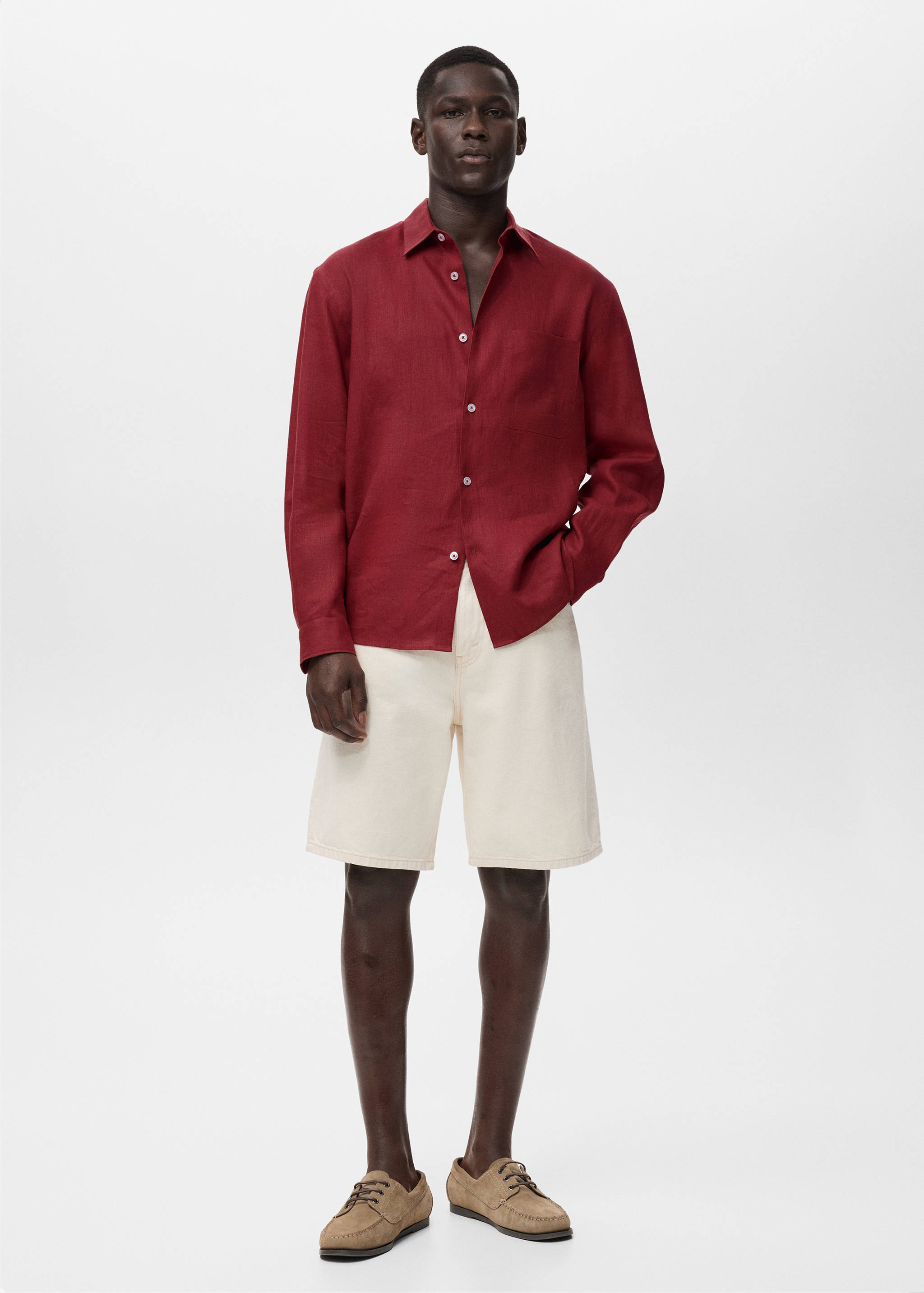 قميص كتان 100٪ مع جيب - رؤية عامة