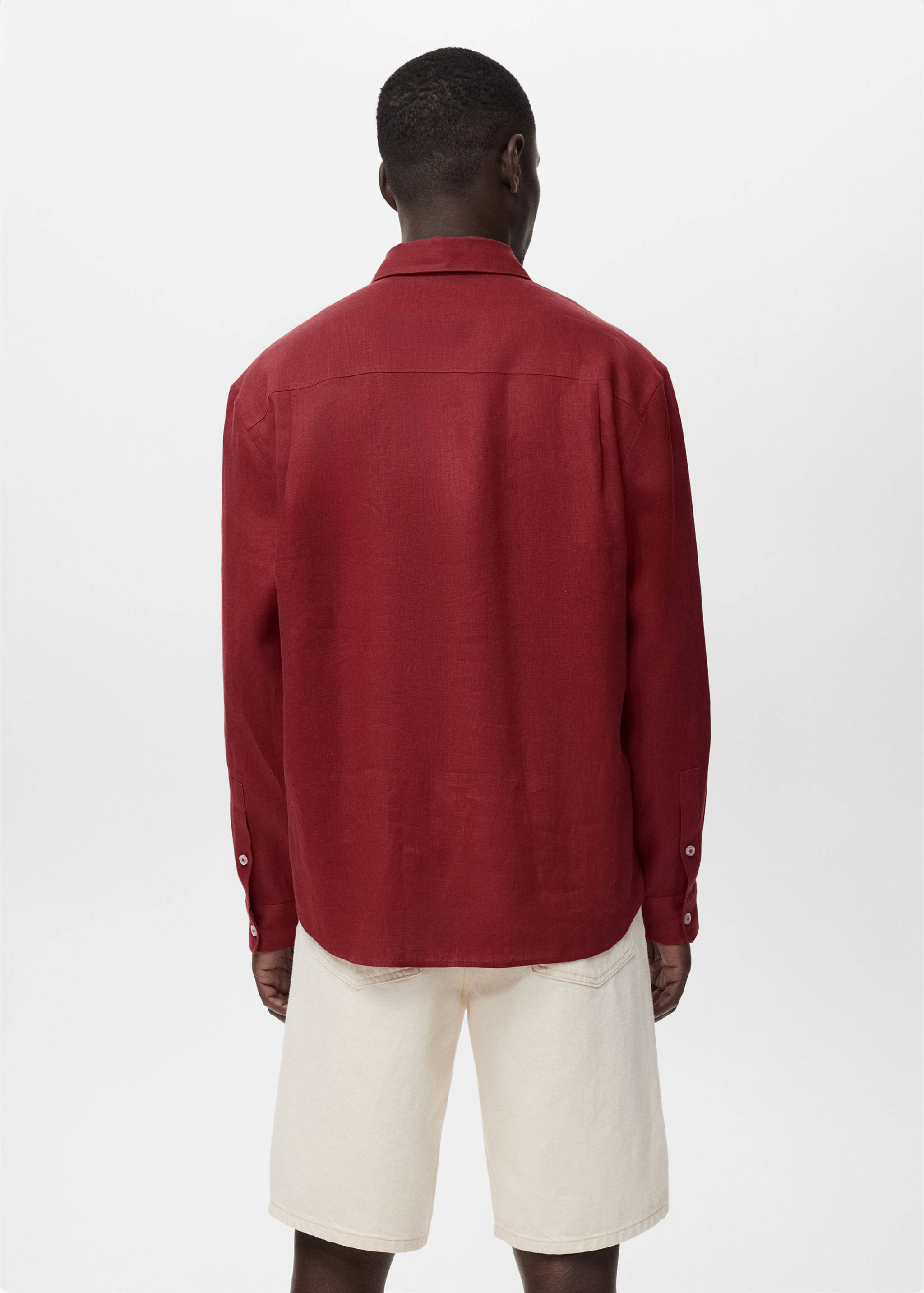 قميص كتان 100٪ مع جيب - الجهة الخلفية للمنتج