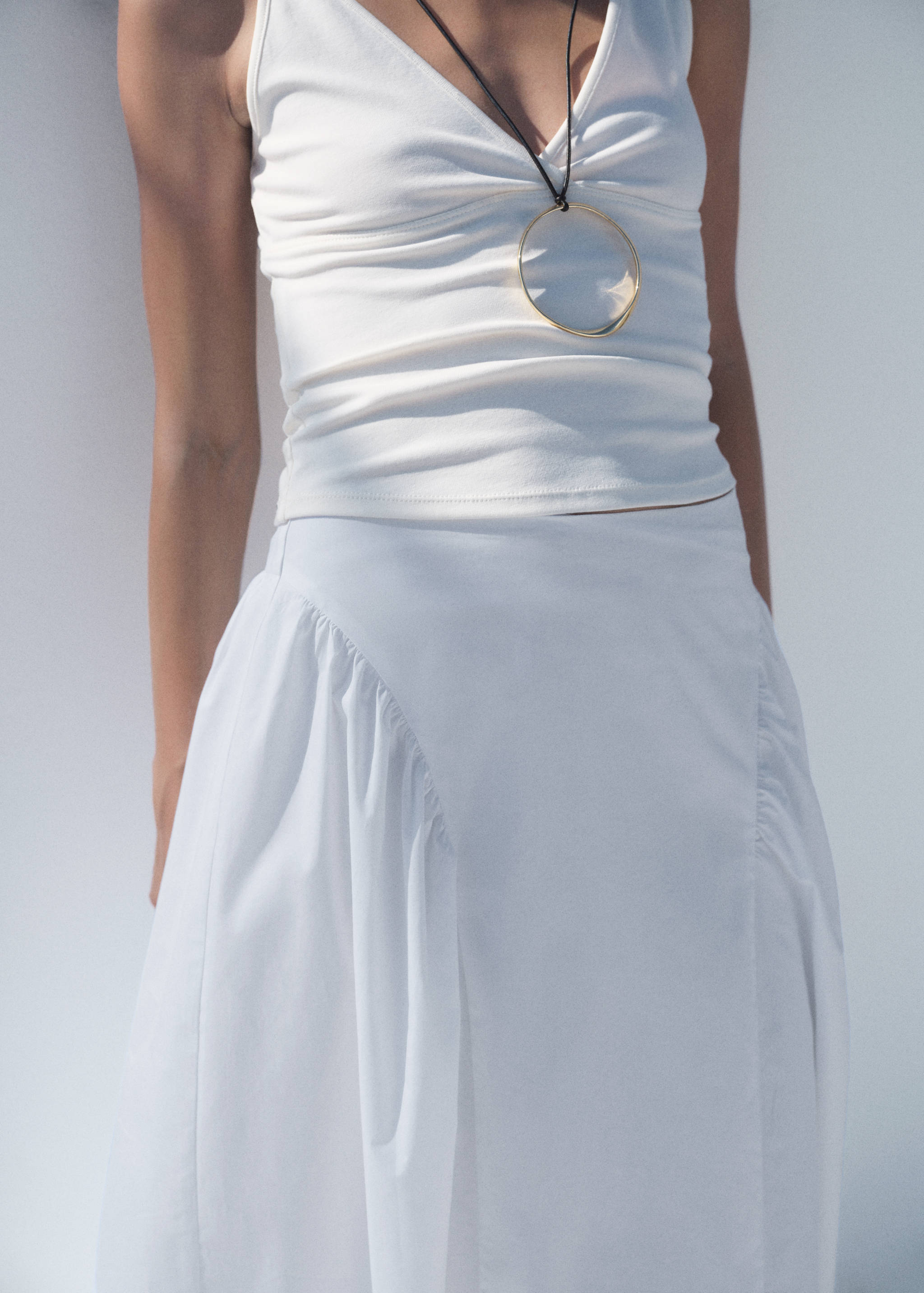 주름 장식 미디 코튼 스커트 - 상품 내역: 6