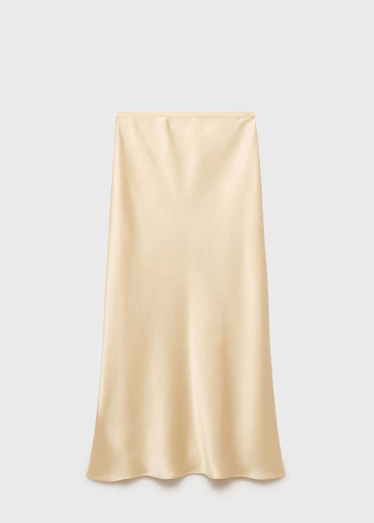 Midi satin skirt — Pastel Yellow