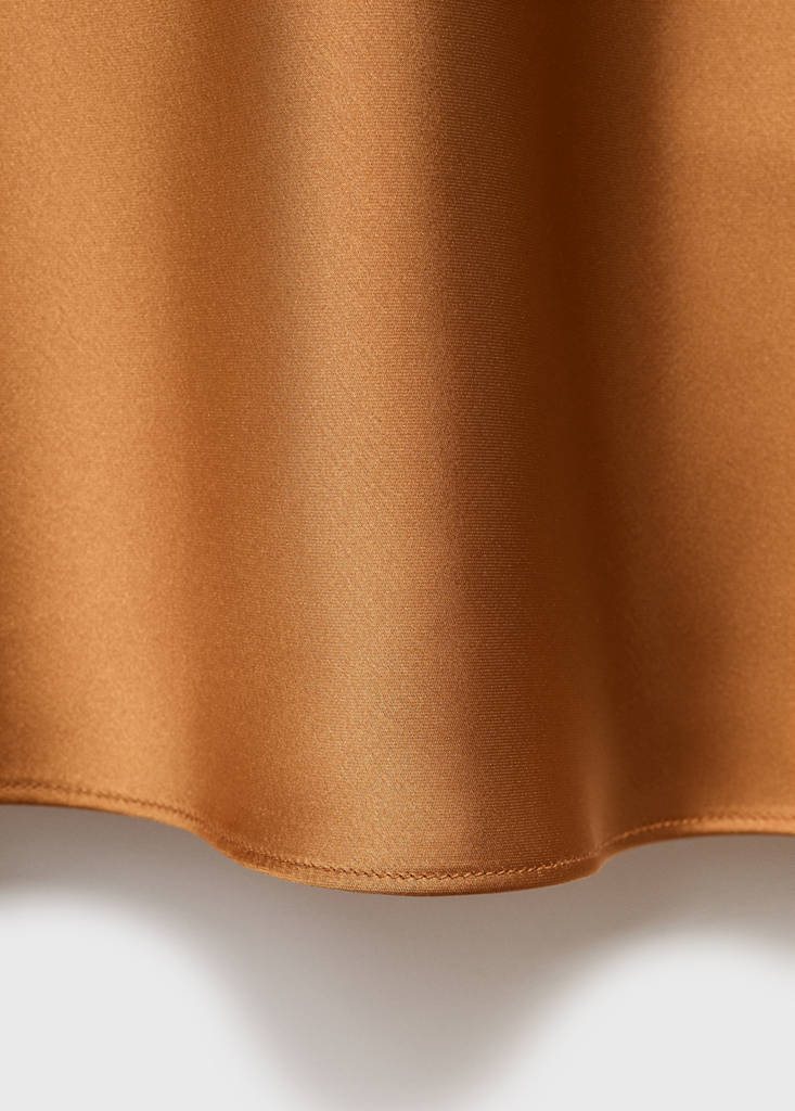 Midi satin skirt — Cognac