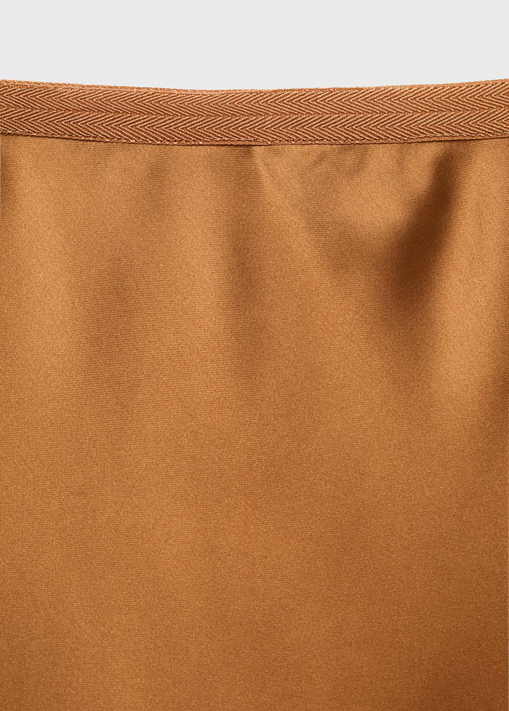 Midi satin skirt — Cognac