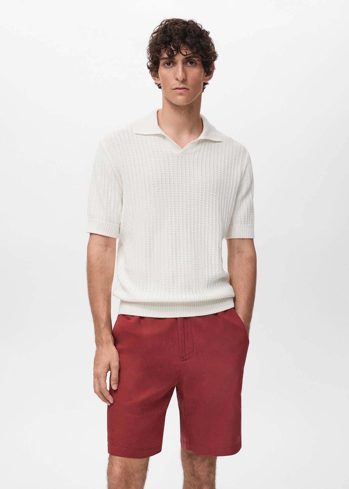 100% cotton knitted polo structure — Off White