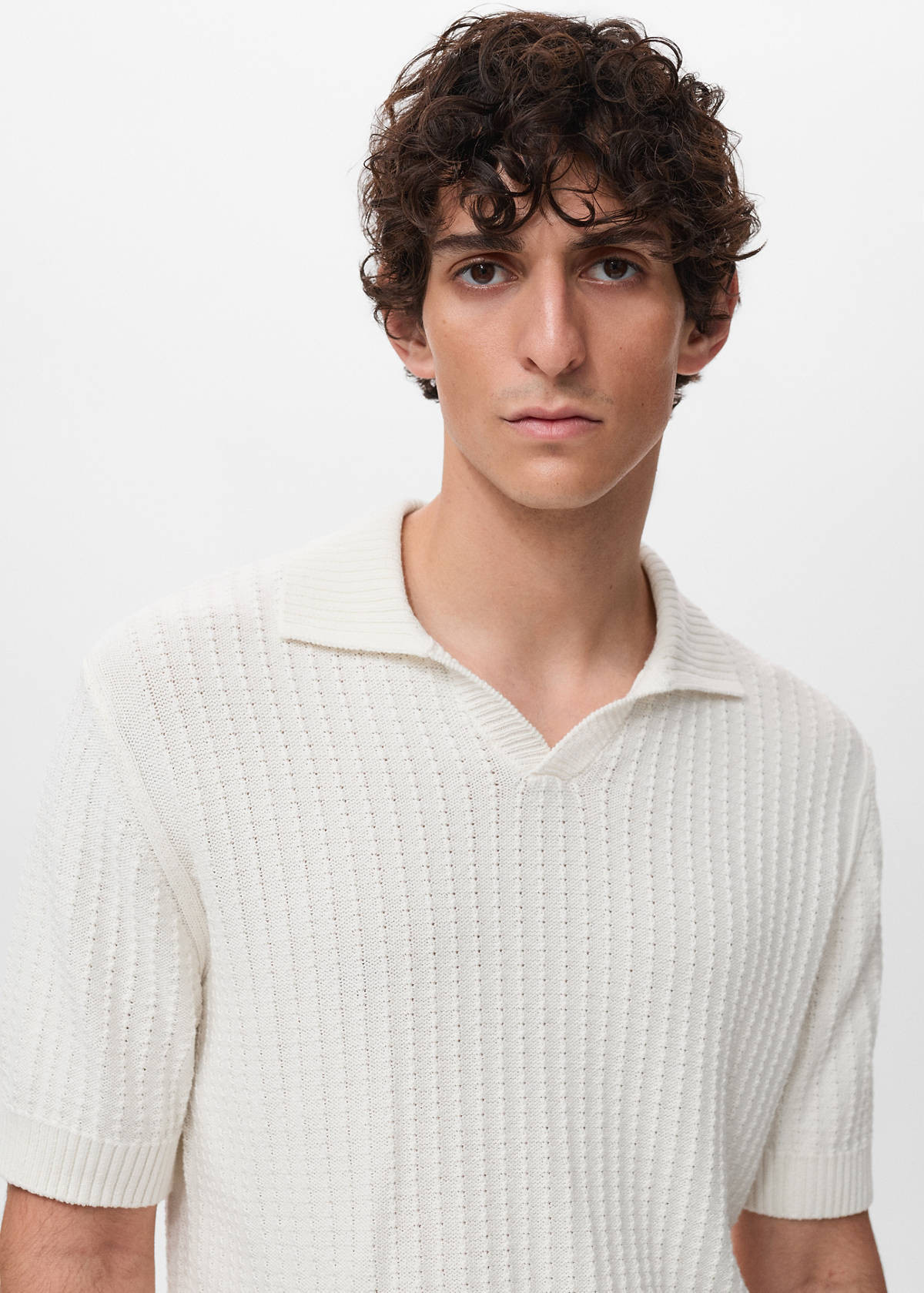 100% cotton knitted polo structure — Off White