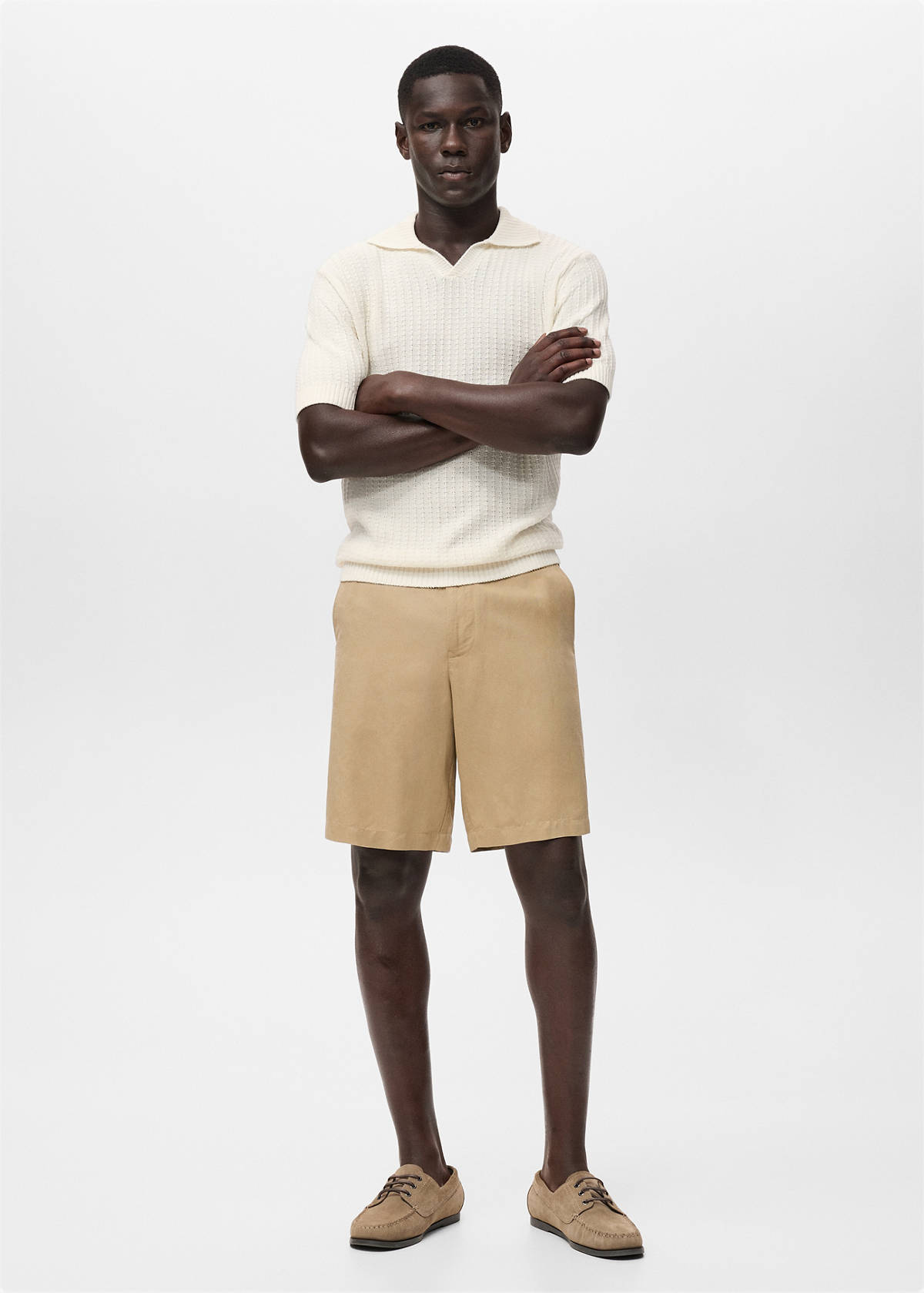 100% cotton knitted polo structure — Off White