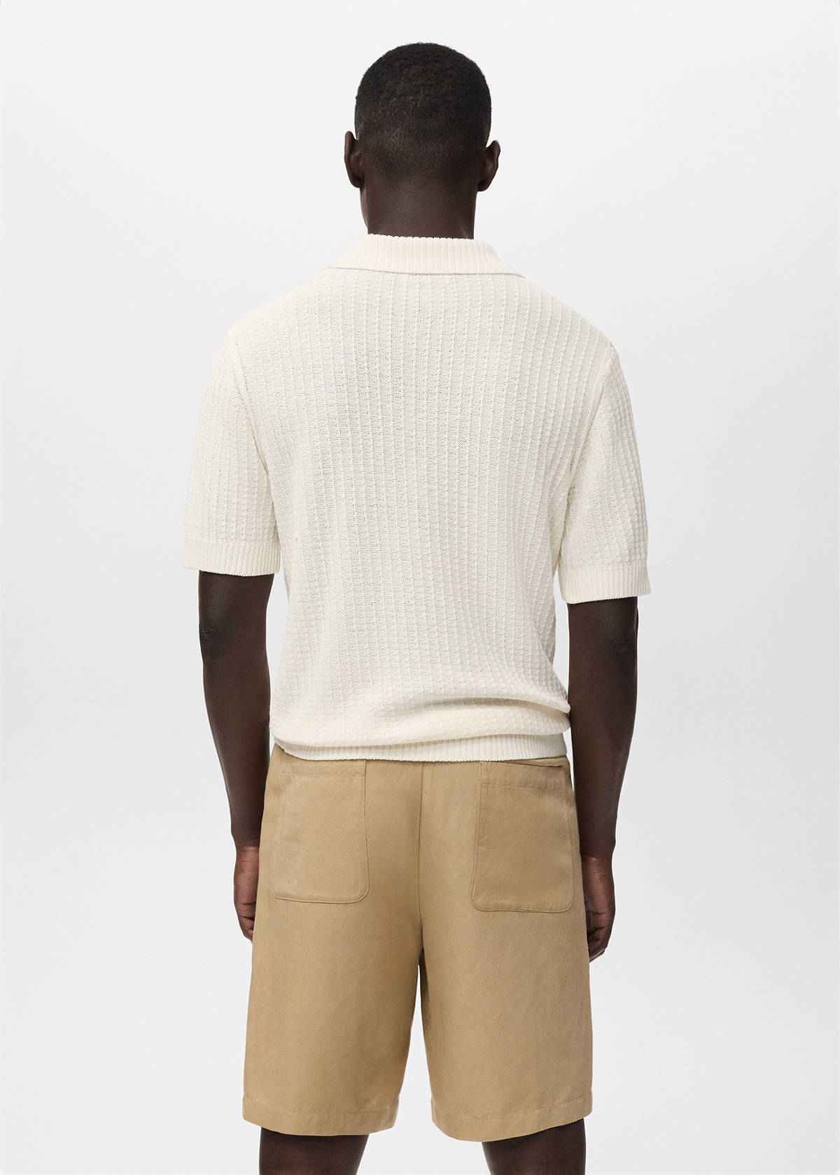 100% cotton knitted polo structure — Off White