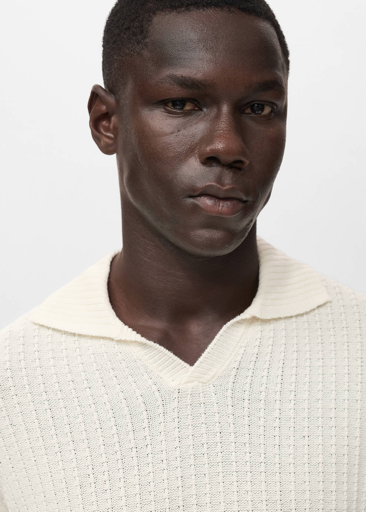 100% cotton knitted polo structure — Off White