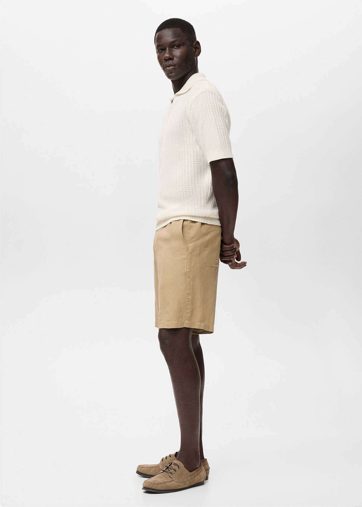 100% cotton knitted polo structure — Off White