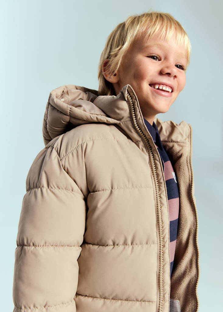 Hooded liner quilted coat — Vanilla