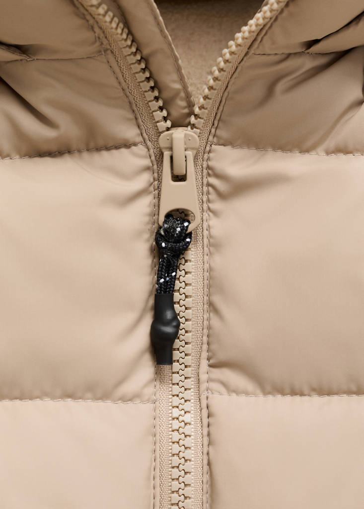 Hooded liner quilted coat — Vanilla