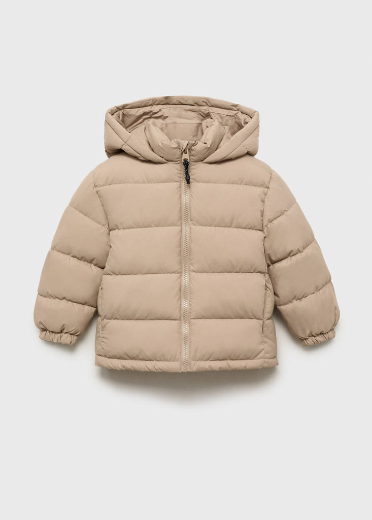 Hooded liner quilted coat — Vanilla