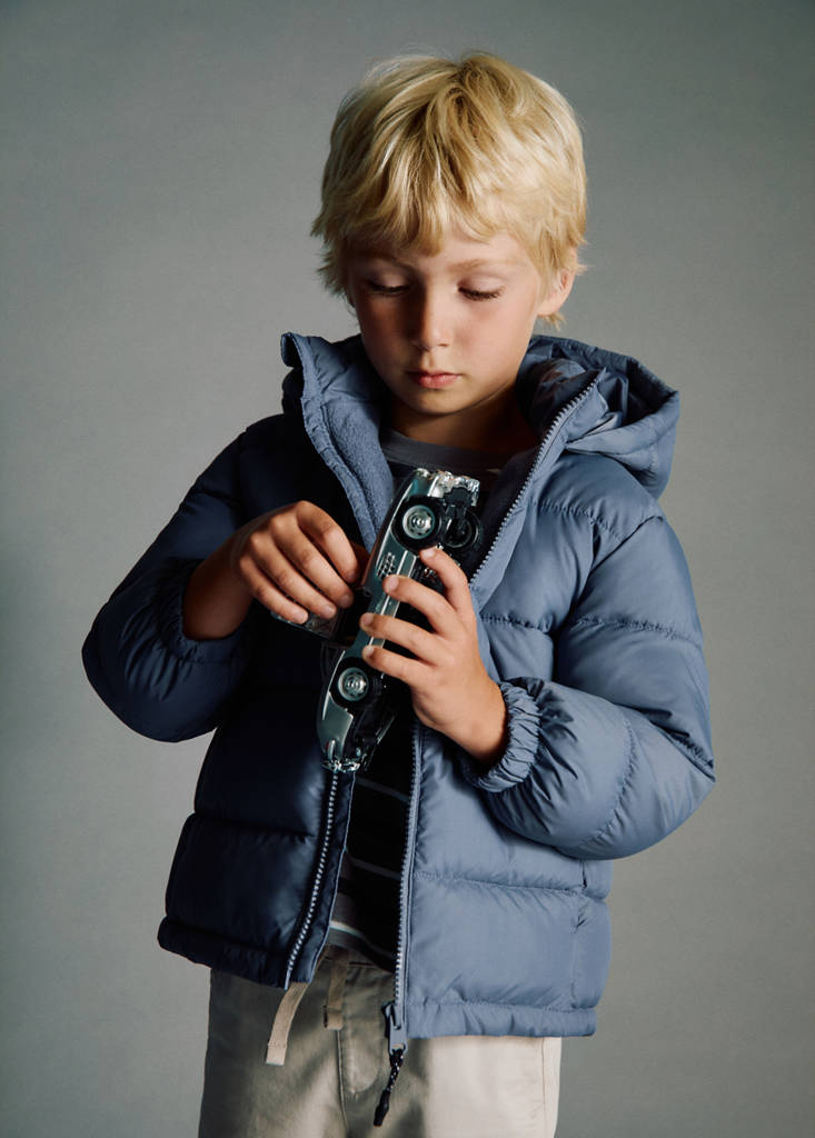 Hooded liner quilted coat — China Blue