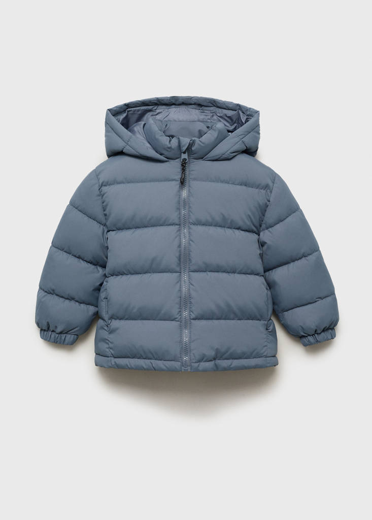 Hooded liner quilted coat — China Blue