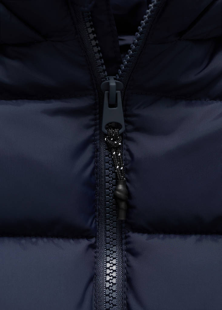 Hooded liner quilted coat — Navy