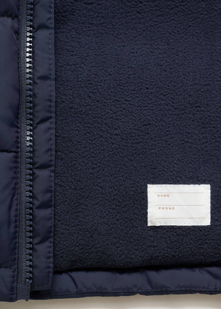 Hooded liner quilted coat — Navy
