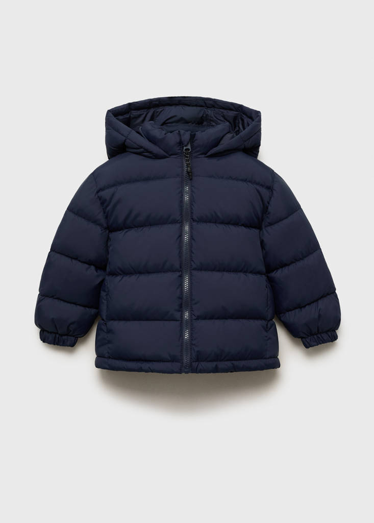 Hooded liner quilted coat — Navy
