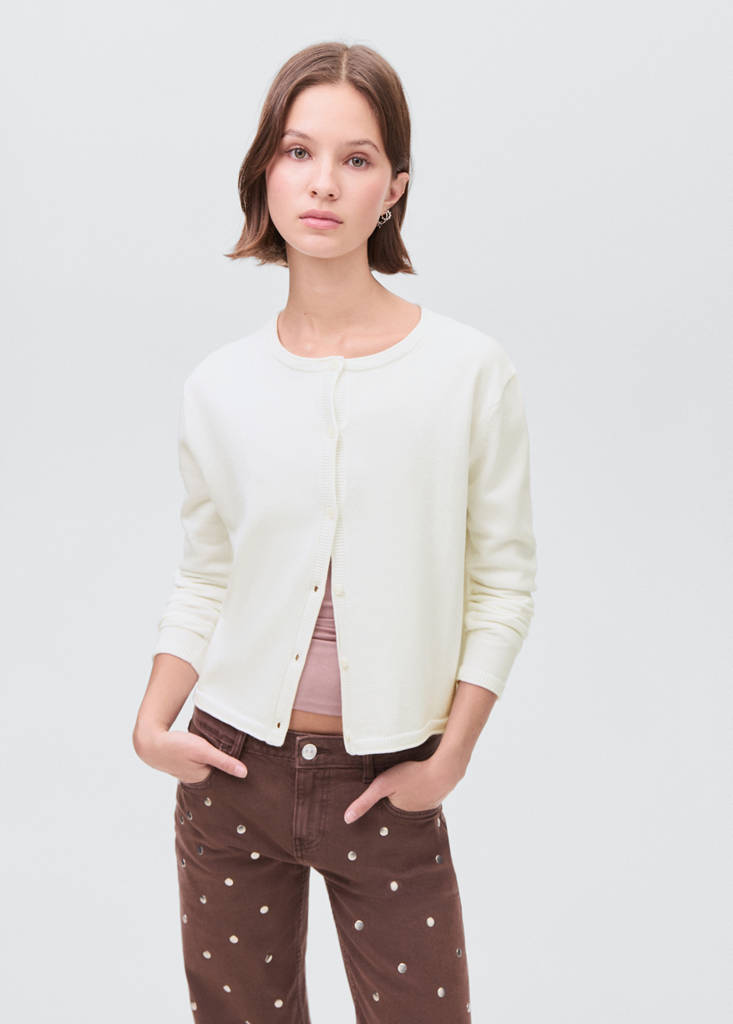 Knitted button cardigan — Off White