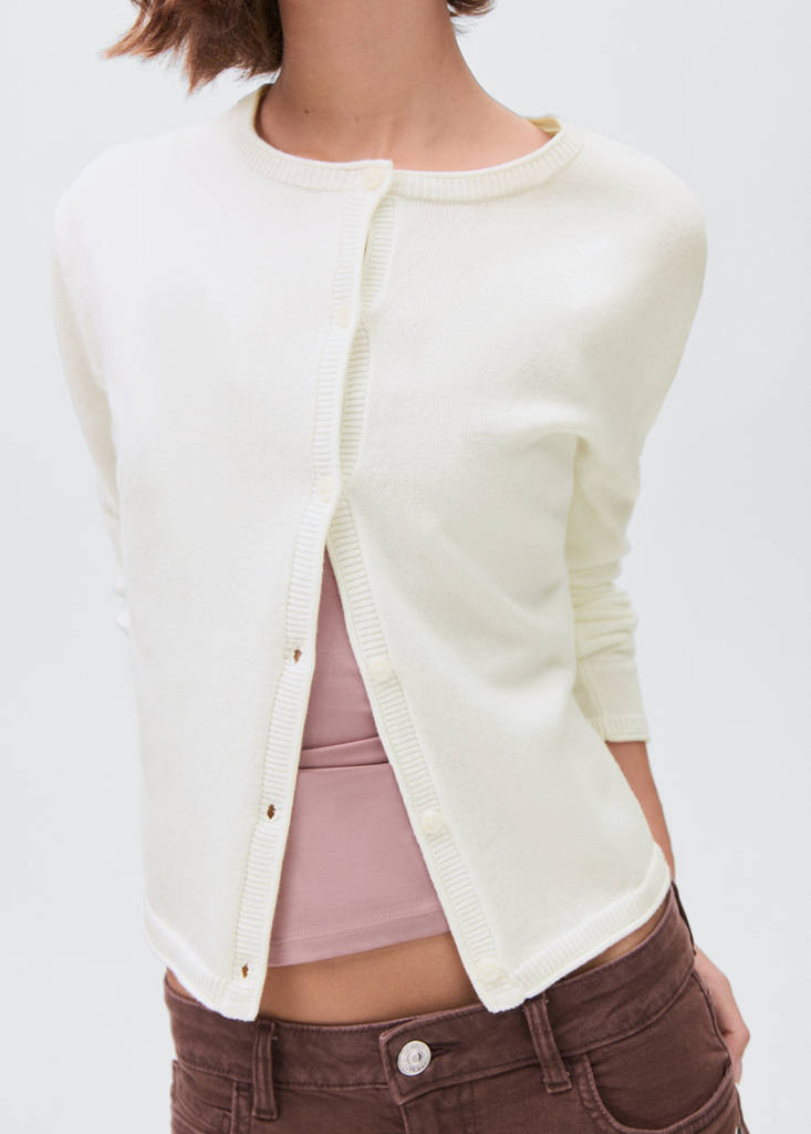 Knitted button cardigan — Off White