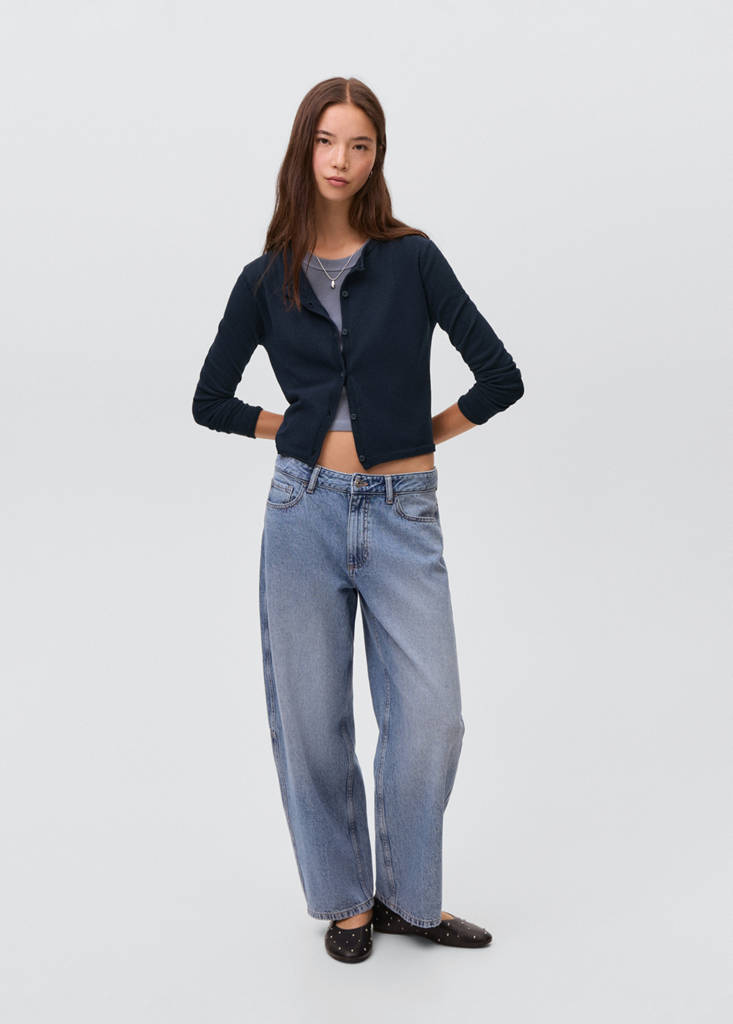Knitted button cardigan — Navy