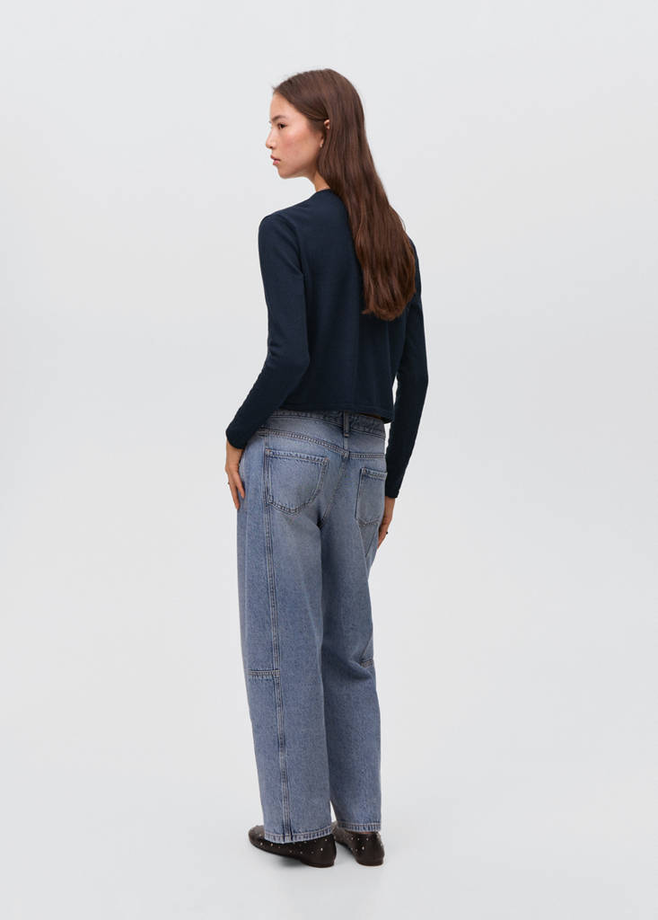 Knitted button cardigan — Navy