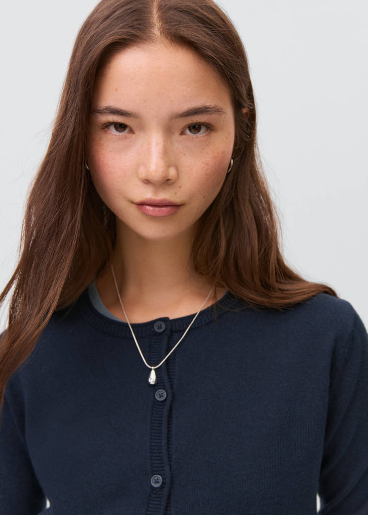 Knitted button cardigan — Navy