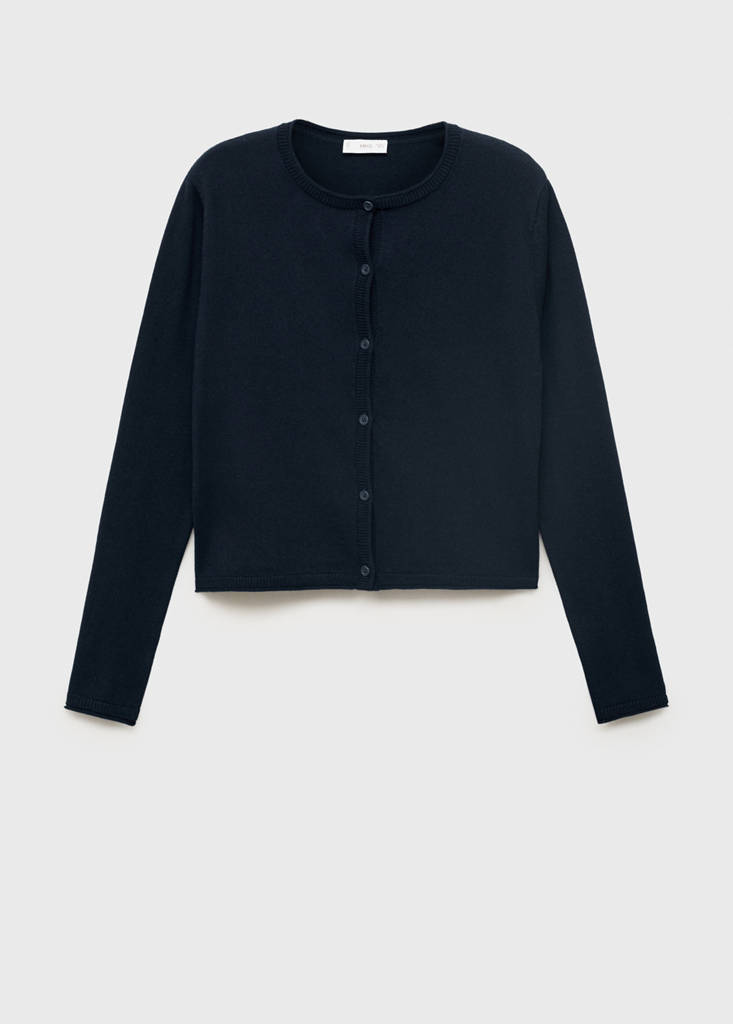 Knitted button cardigan — Navy