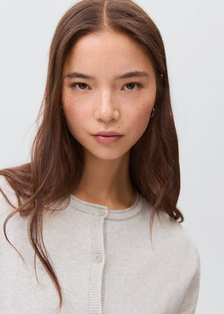Knitted button cardigan — Light Heather Grey