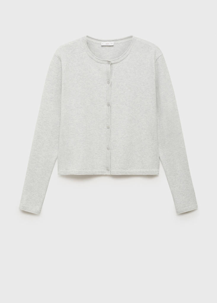 Knitted button cardigan — Light Heather Grey