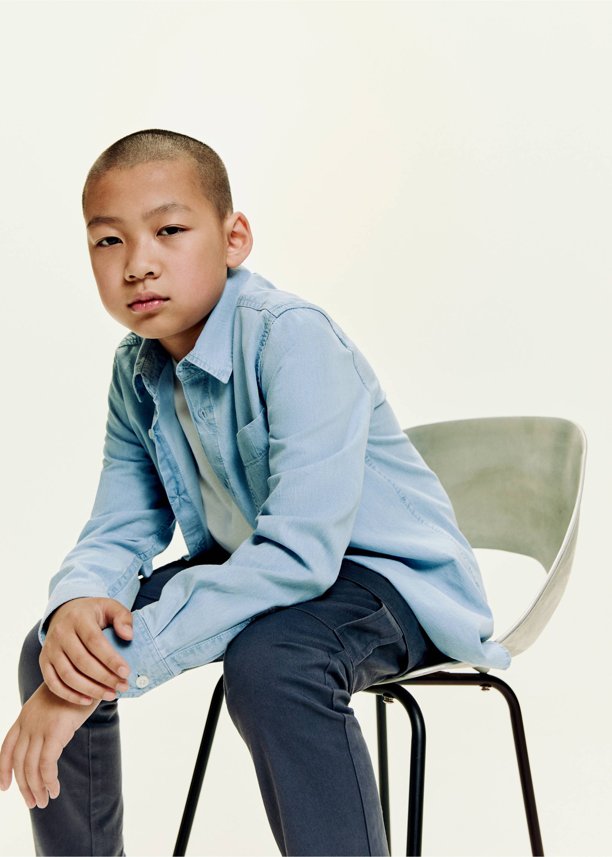 Cotton denim shirt - Medium plane, Light Blue. Ref: 17073275-00.