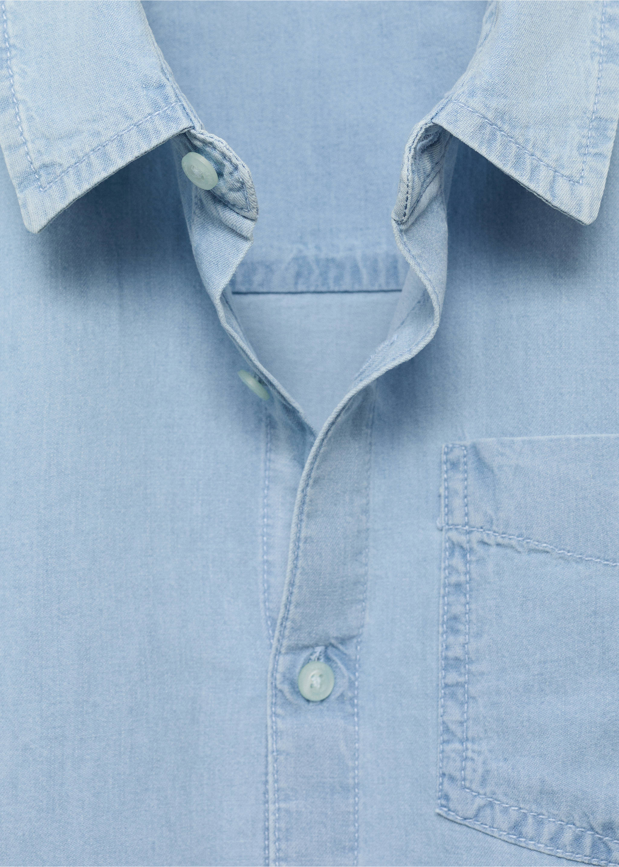 Cotton denim shirt - Details of the article 8, Light Blue. Ref: 17073275-00.