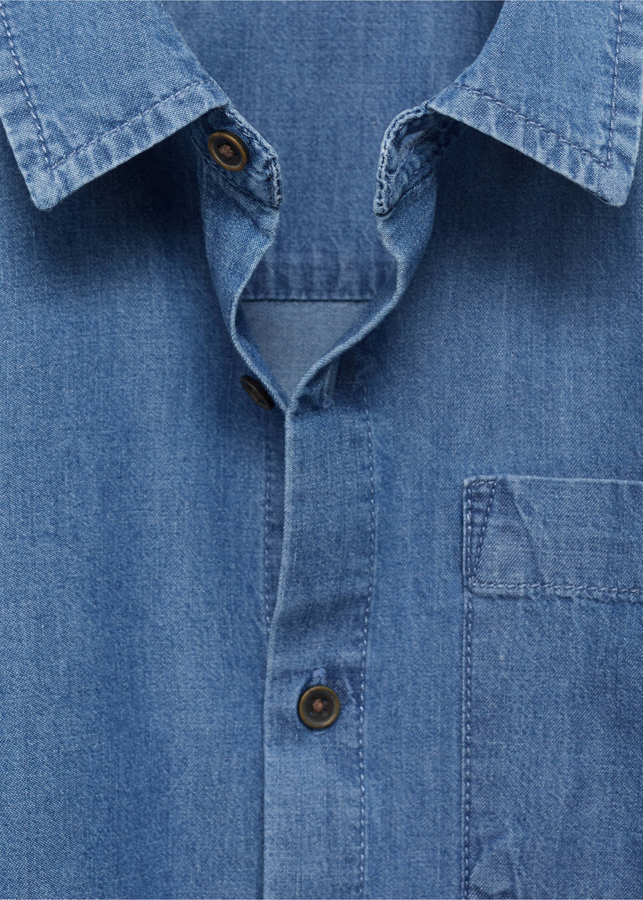 Cotton denim shirt - Details of the article 8, Dark Blue. Ref: 17073276-00.