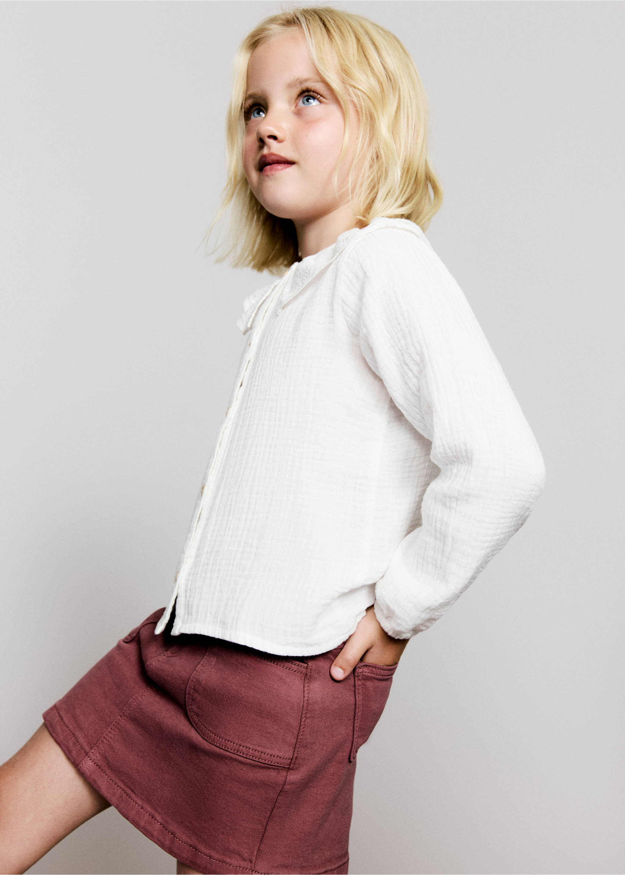 Bambula embroidered blouse - Medium plane, White. Ref: 17073277-00.