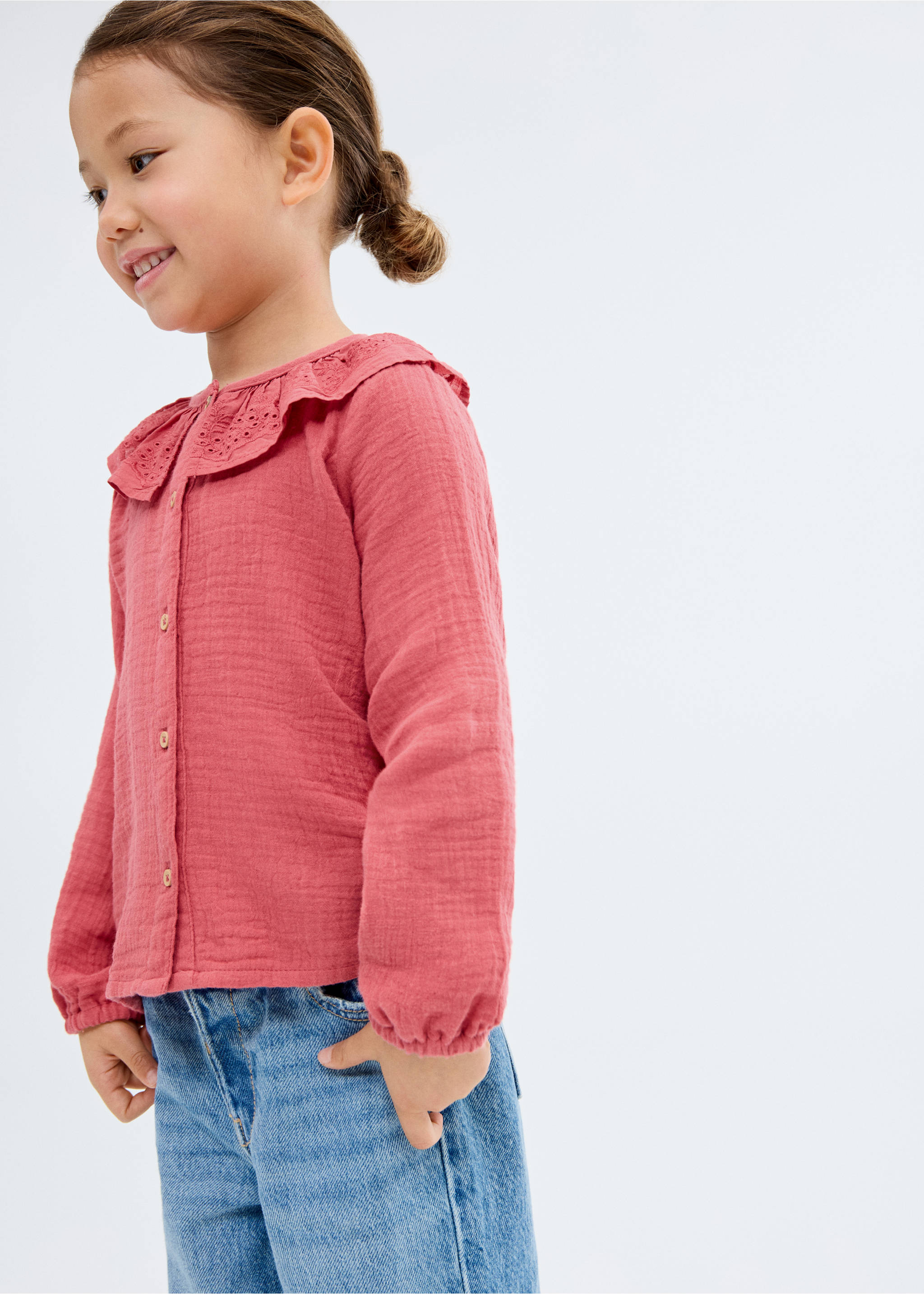 Bambula embroidered blouse - Medium plane, Maroon. Ref: 17073277-00.