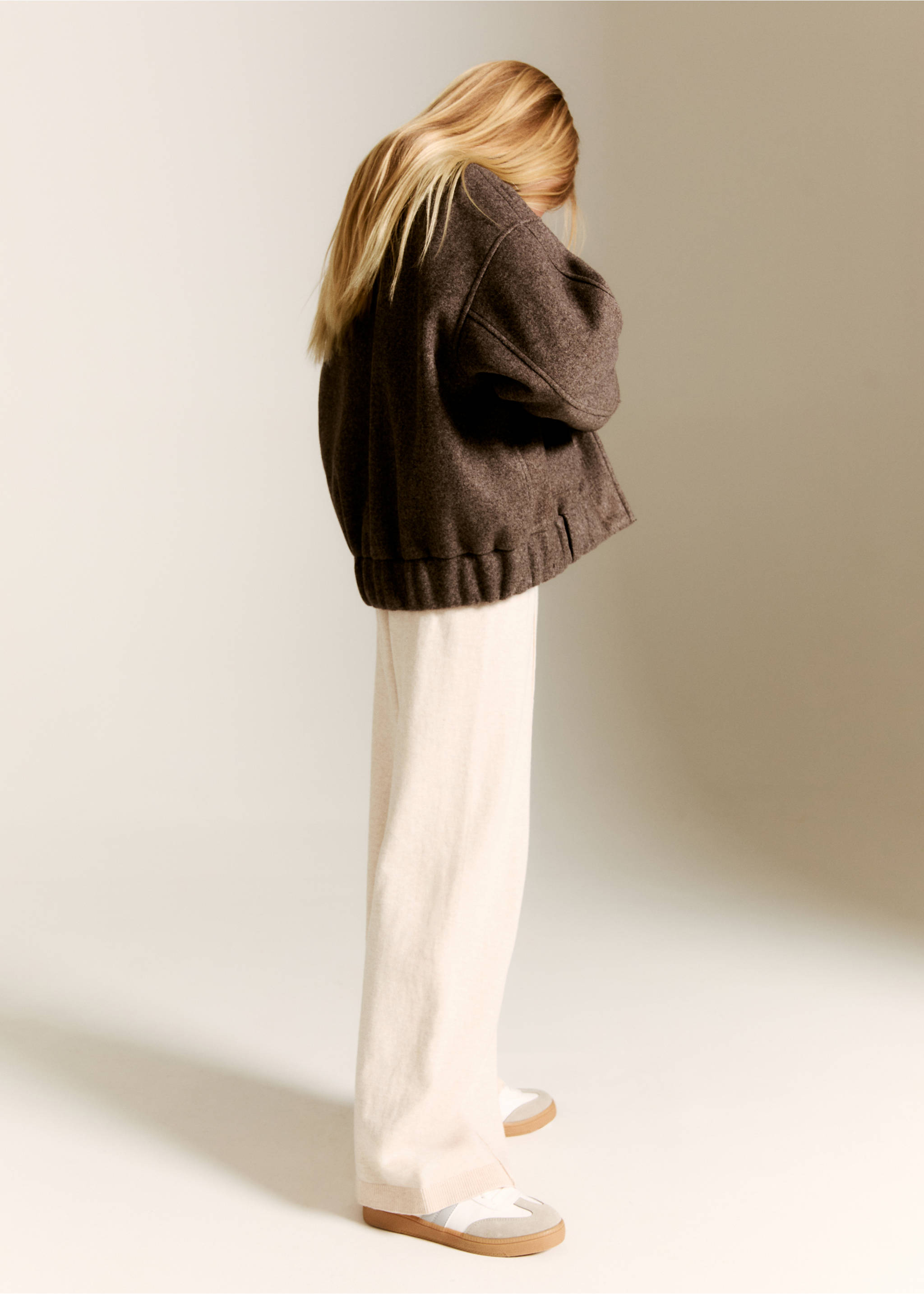 Pantalones algodón rectos - Plano medio, Beige. Ref: 17073278-00.